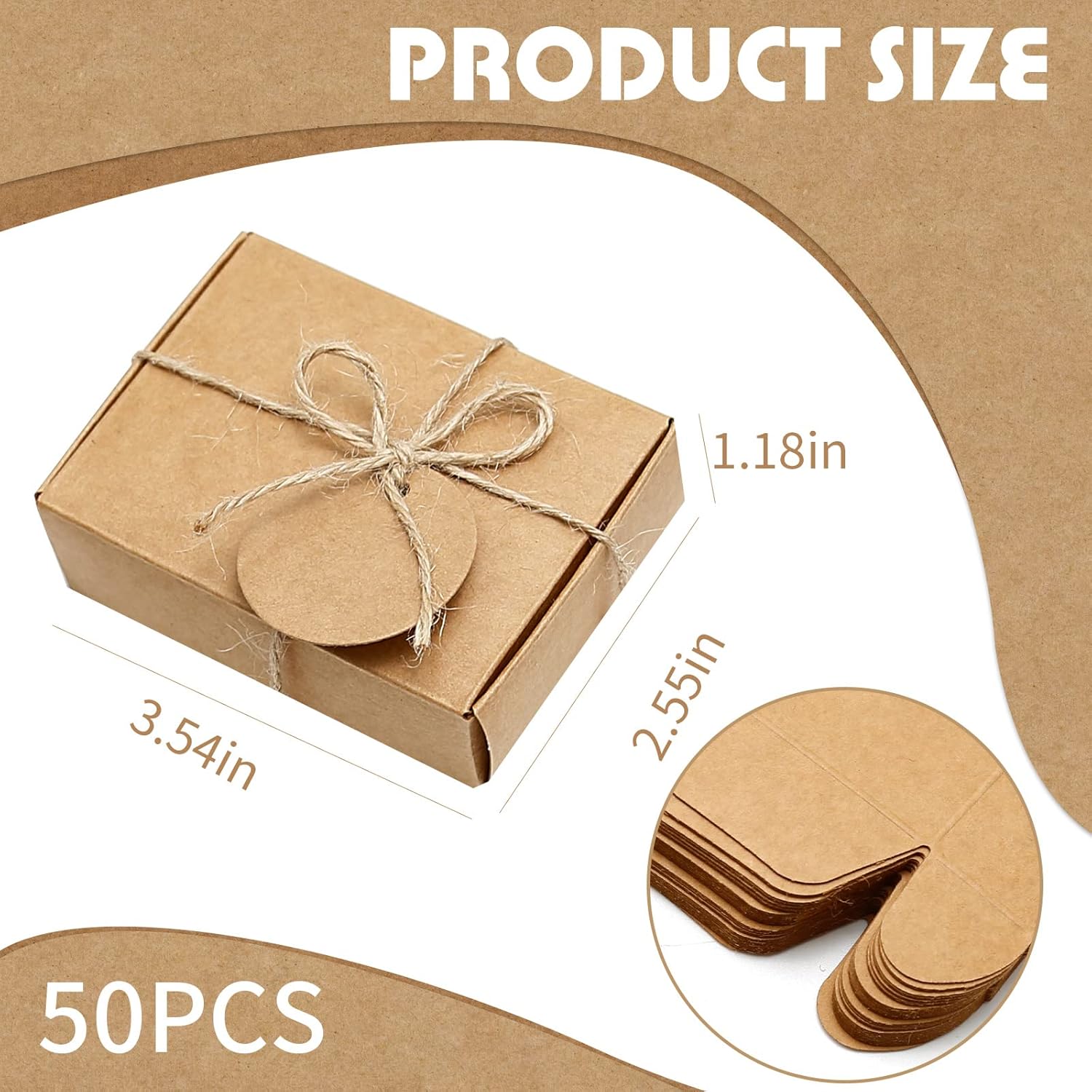 Anxingo 50 Pcs Kraft Soap Boxes for Gift Wrapping and Packaging