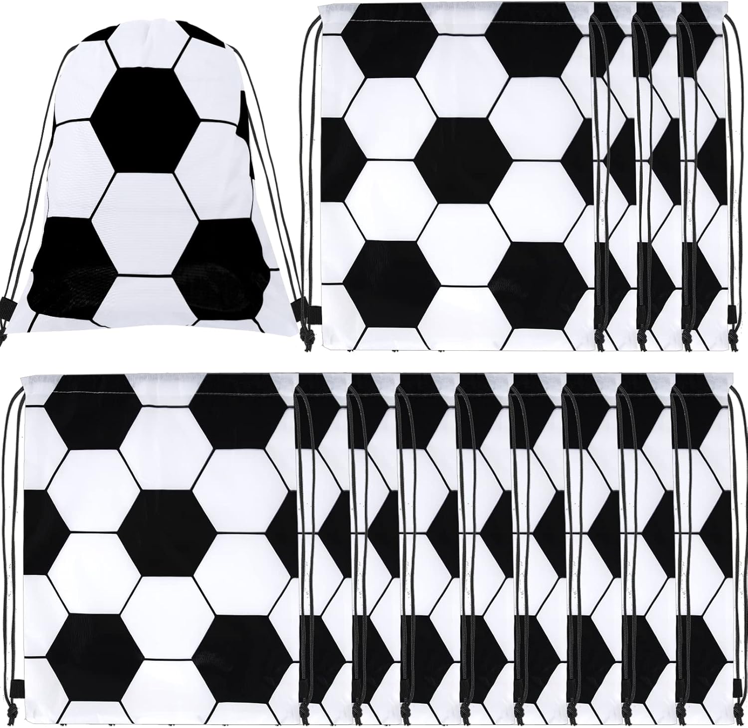 12 Pack Soccer Drawstring Bags for Gifts and Party Favs