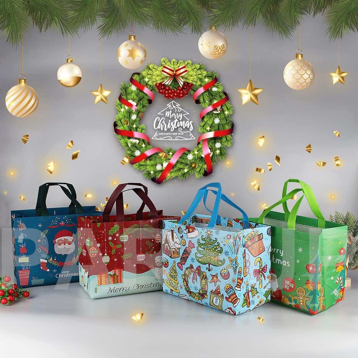PARSUP Multifunctional Christmas Gift Bags with Handles