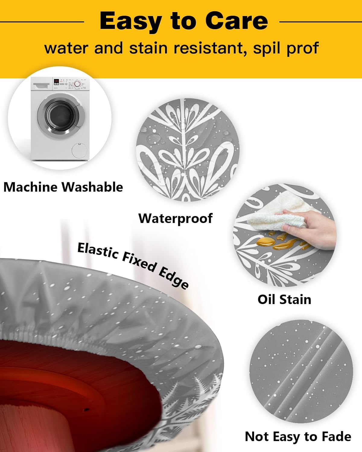 Christmas Snowflake Round Waterproof Table Cover for Indoor Outdoor Use