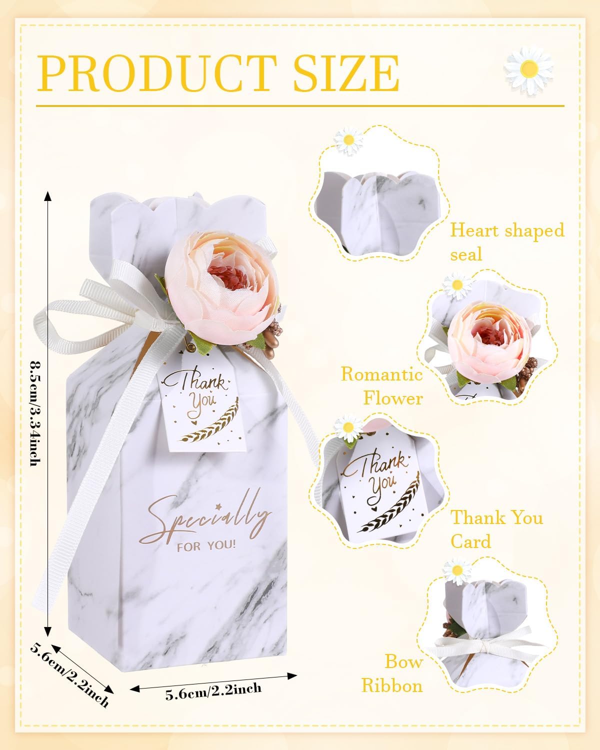 Liobelon 10 Piece Floral Gift Boxes with Ribbons