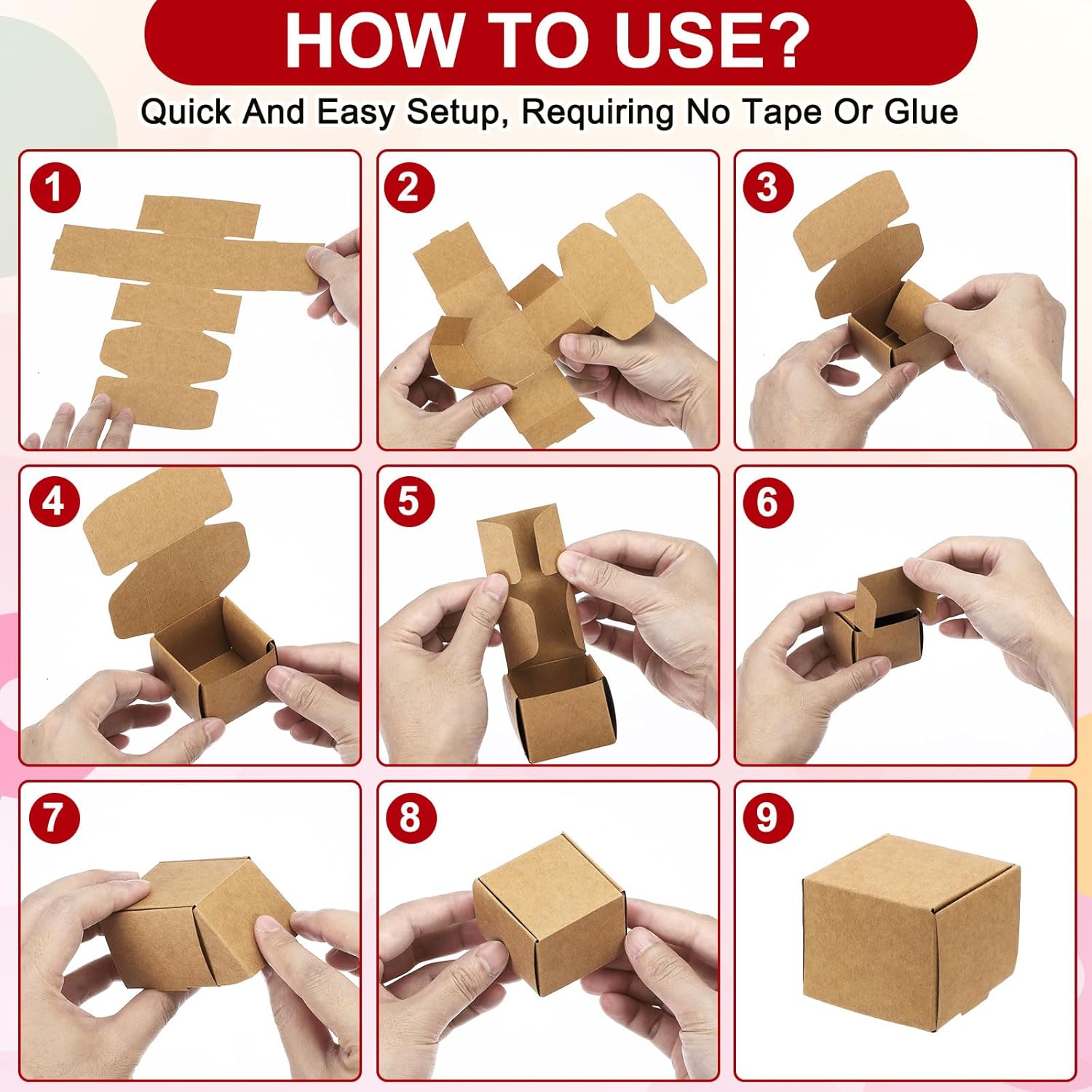 PATIKIL 39x39x2 Mini Square Gift Boxes with Lid 40 Pack