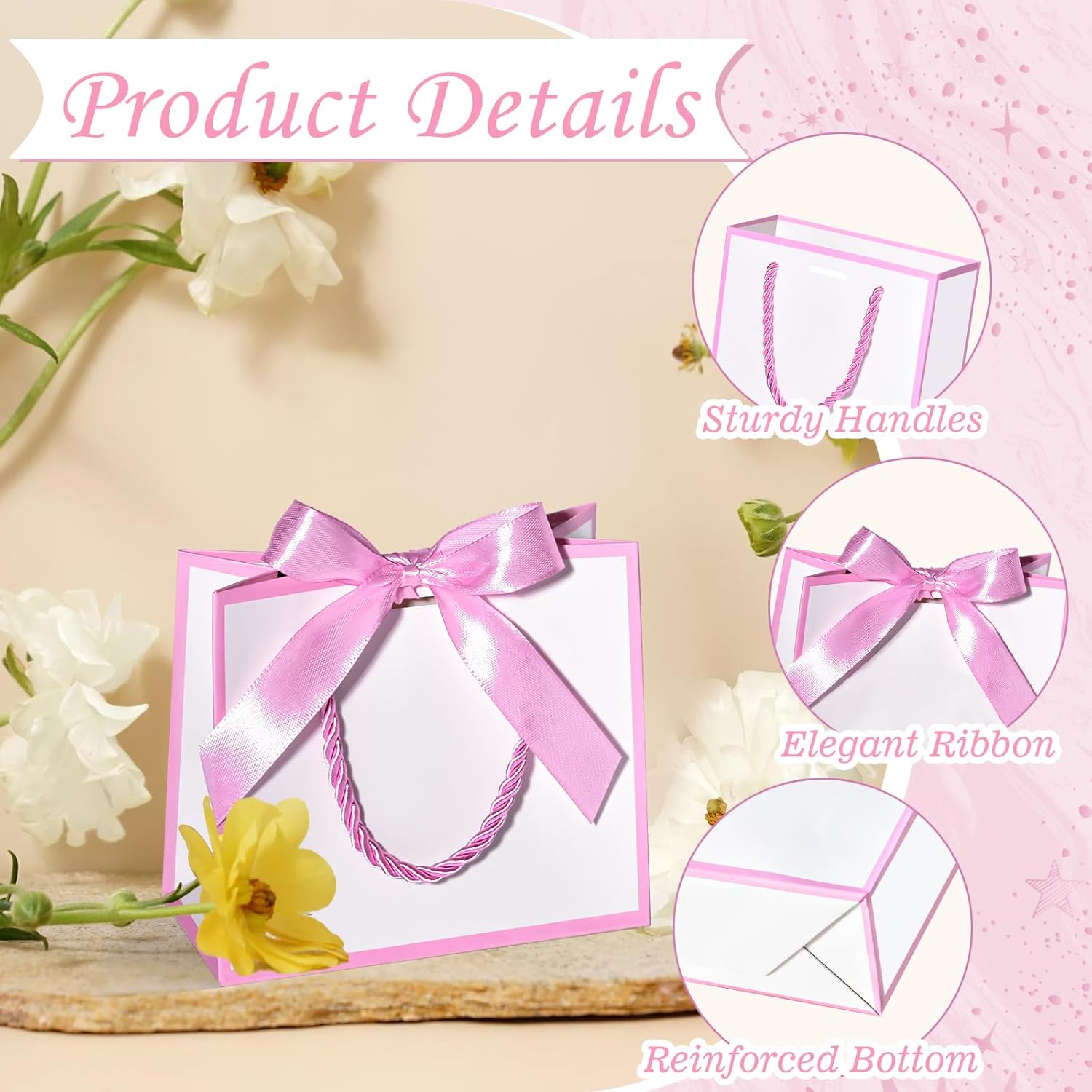 EQOREIIN 50 PCS Small Gift Bags with Handles