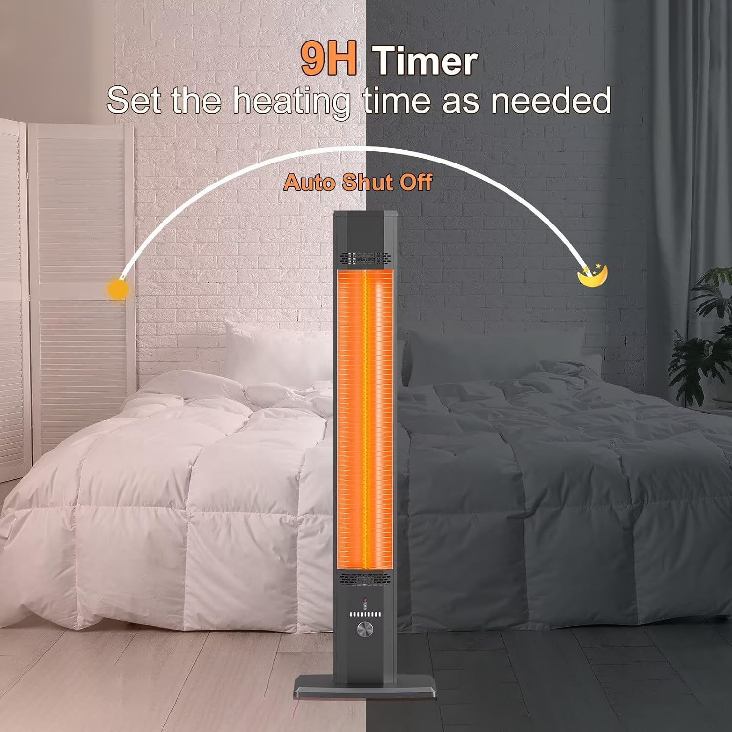 BIESQYA Outdoor Patio Heater with 9 Heat Levels