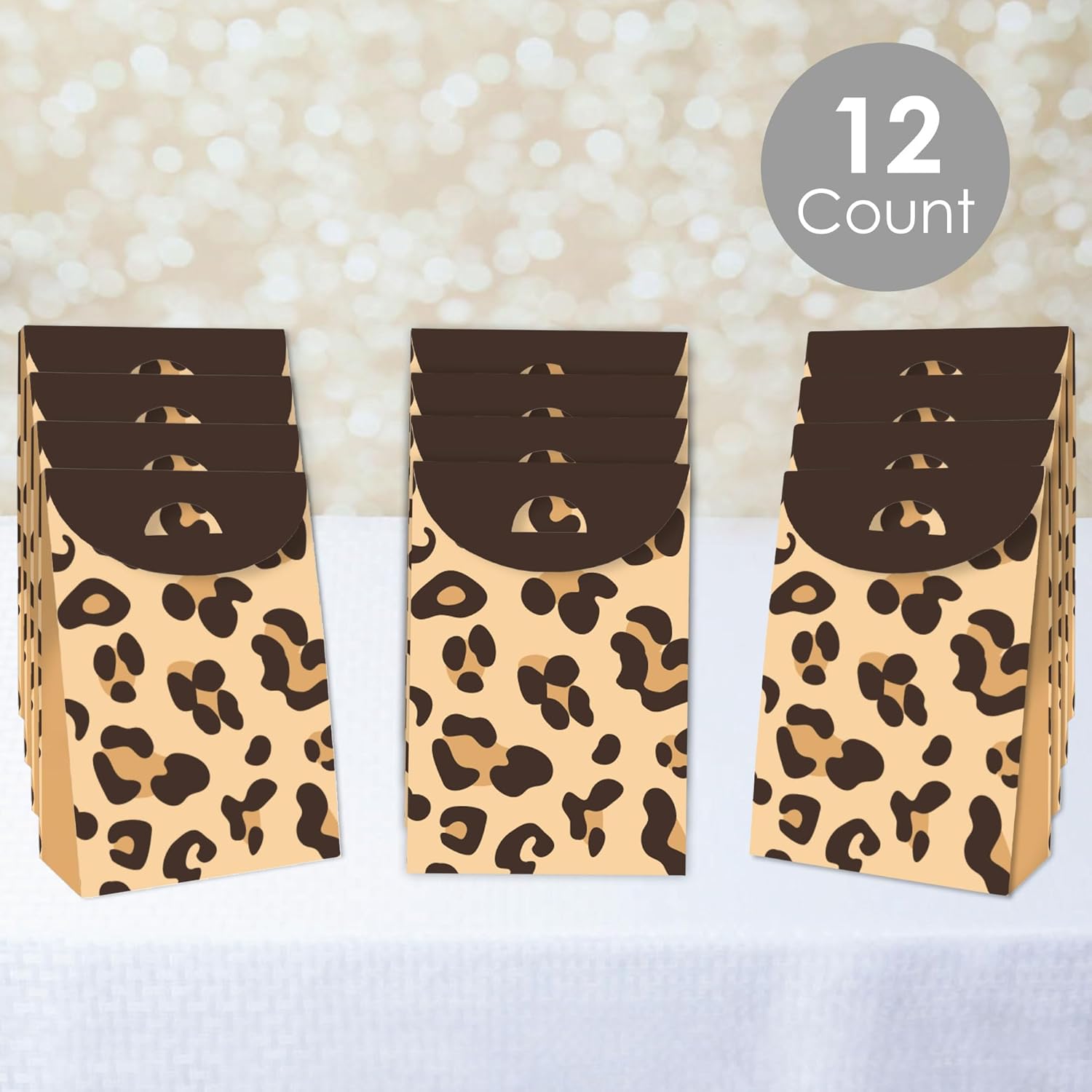 Big Dot of Happiness Leopard Print Party Goodie Bags Set of 12