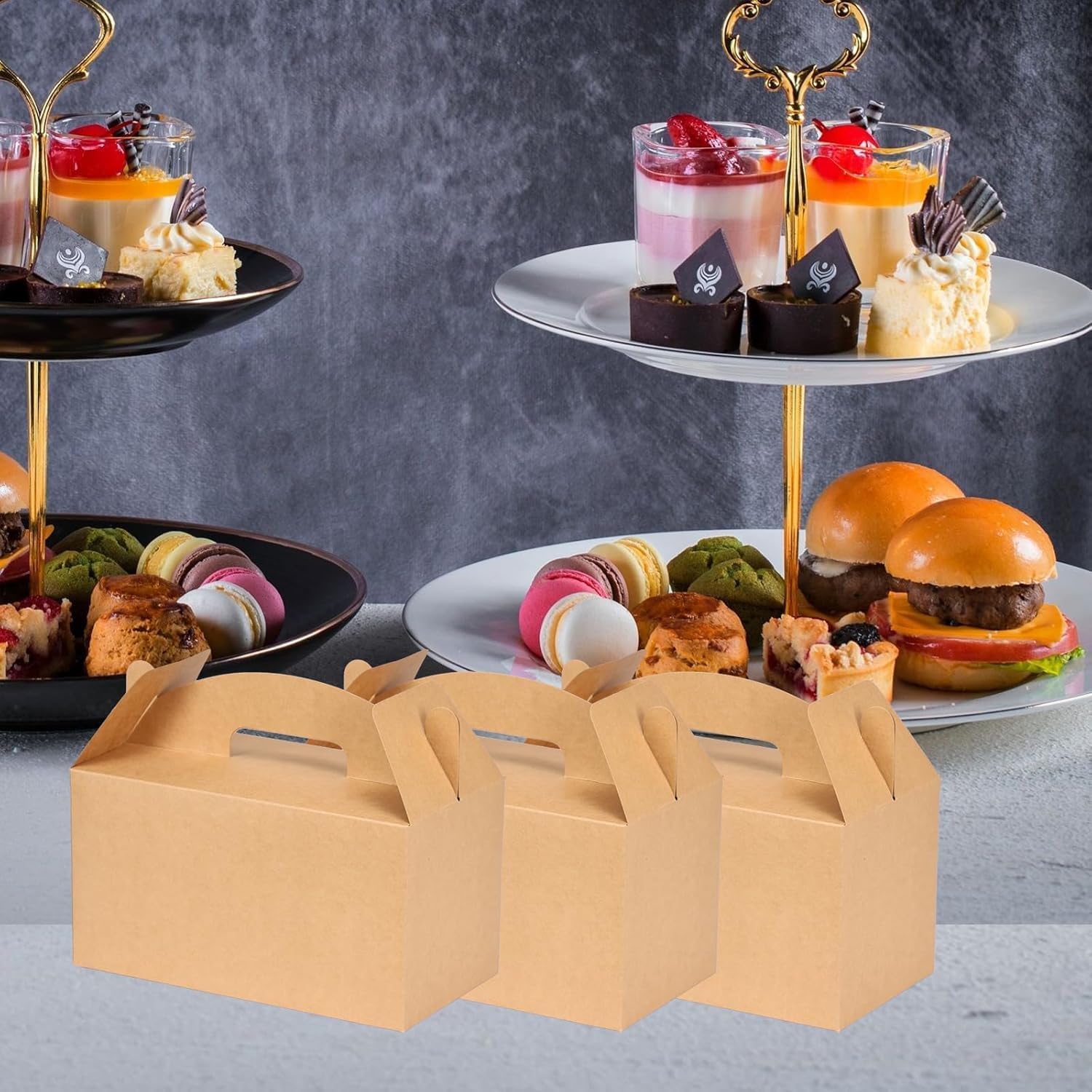 Aosric Brown Gable Gift Boxes with Handles 12 Pcs