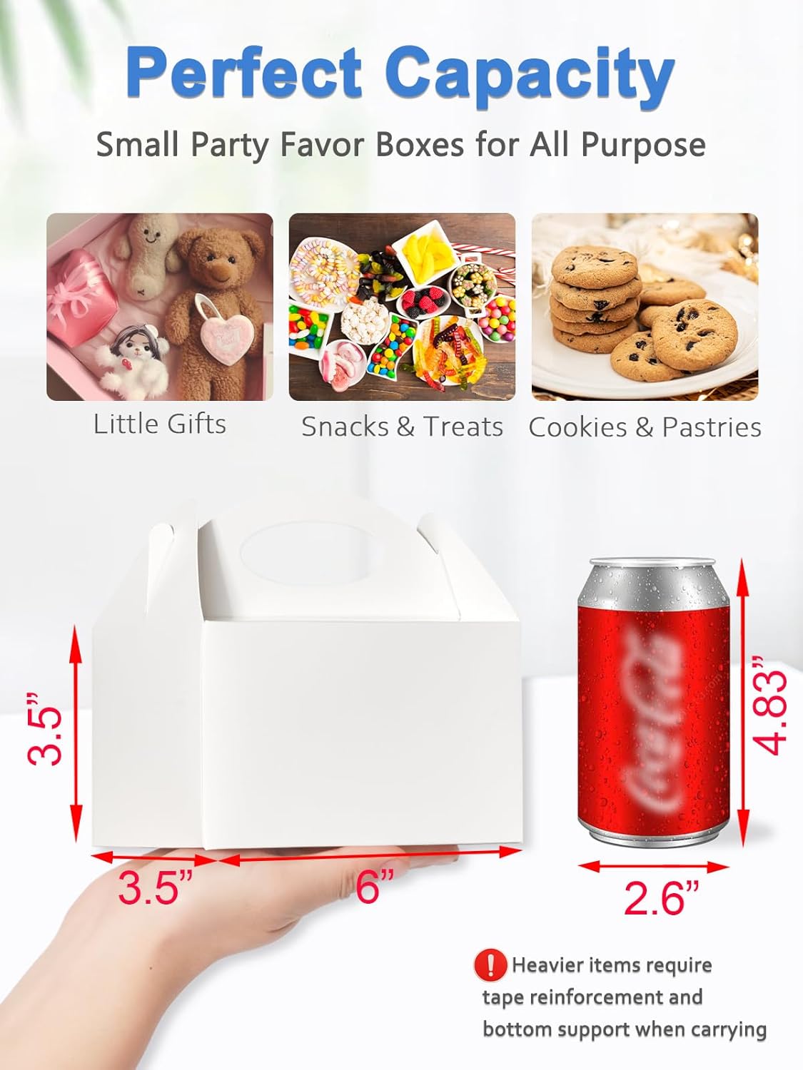 50 Pcs 6 Inch Party Treat Boxes with Handle