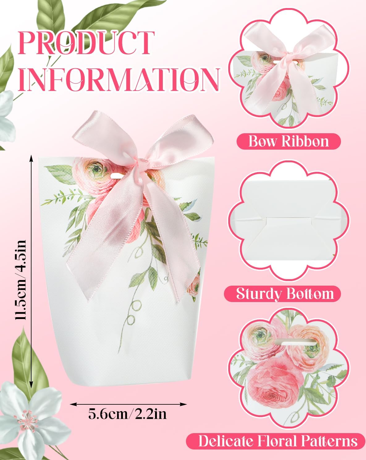 Liobelon 24 Pcs Floral Gift Boxes With Ribbons
