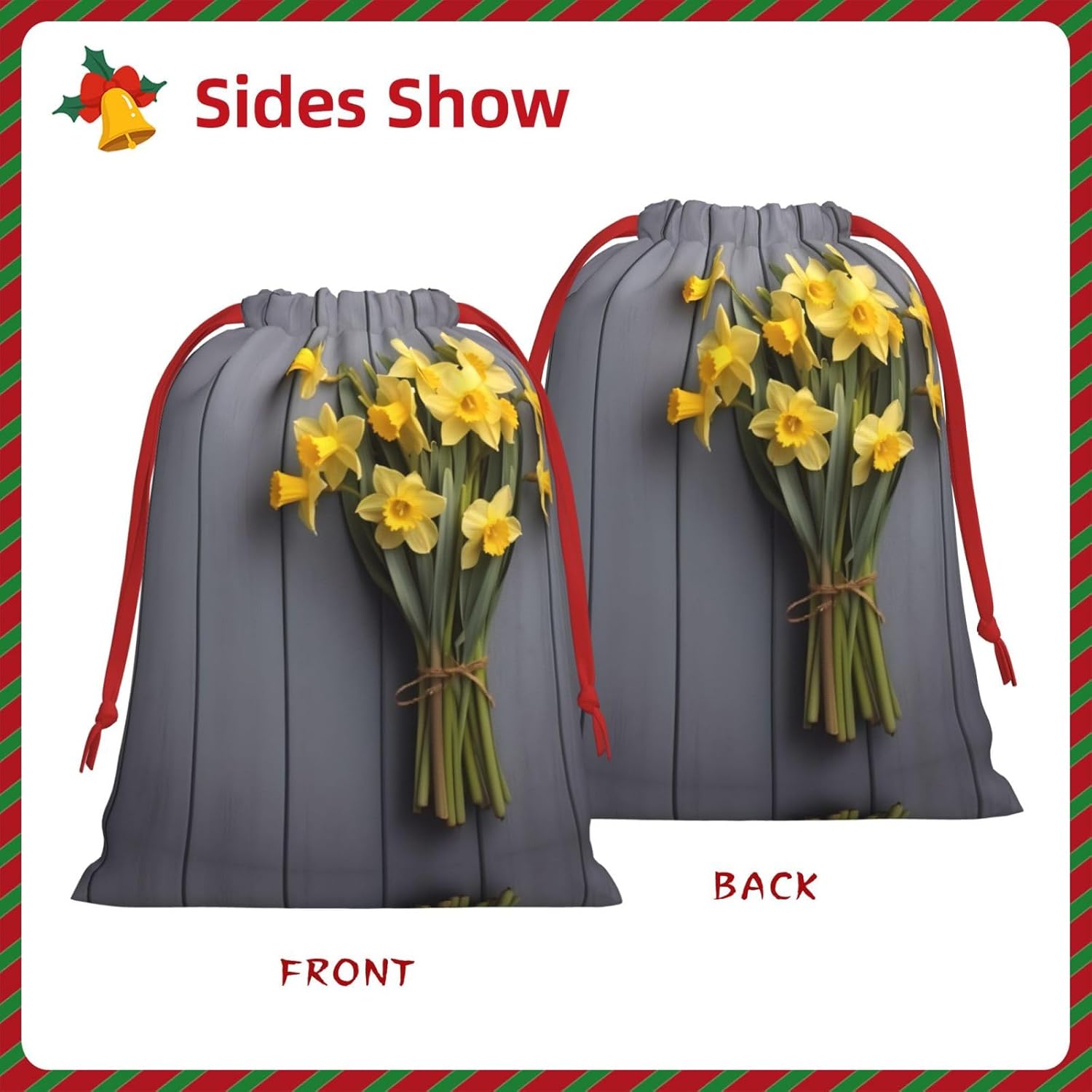 TONAUA Daffodils Print Drawstring Gift Bag