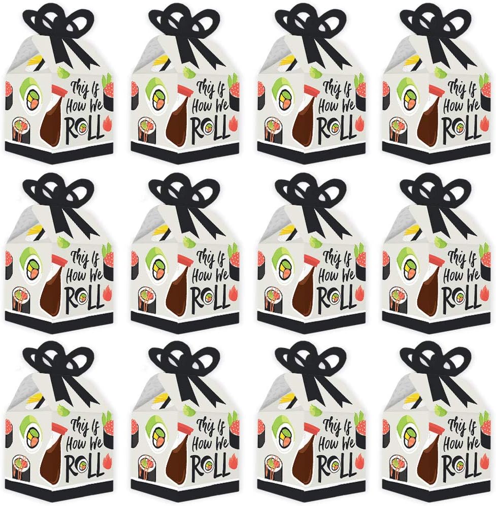 Big Dot of Happiness Lets Roll Sushi Bow Boxes Set of 12
