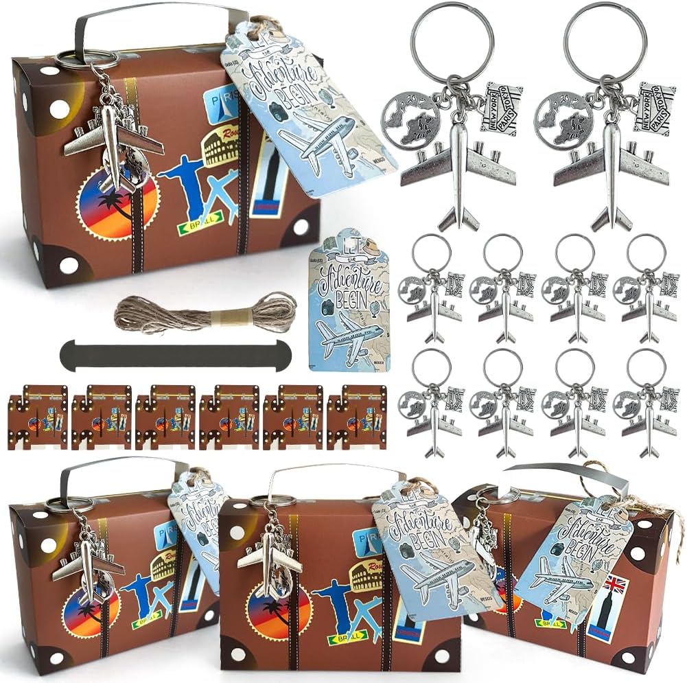 Aizhuang 50 Pcs Suitcase Party Favor Box Set