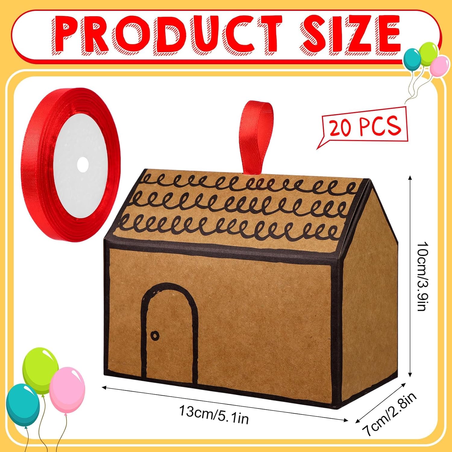 20 Pcs House Shaped Gift Boxes with Red Ribbons