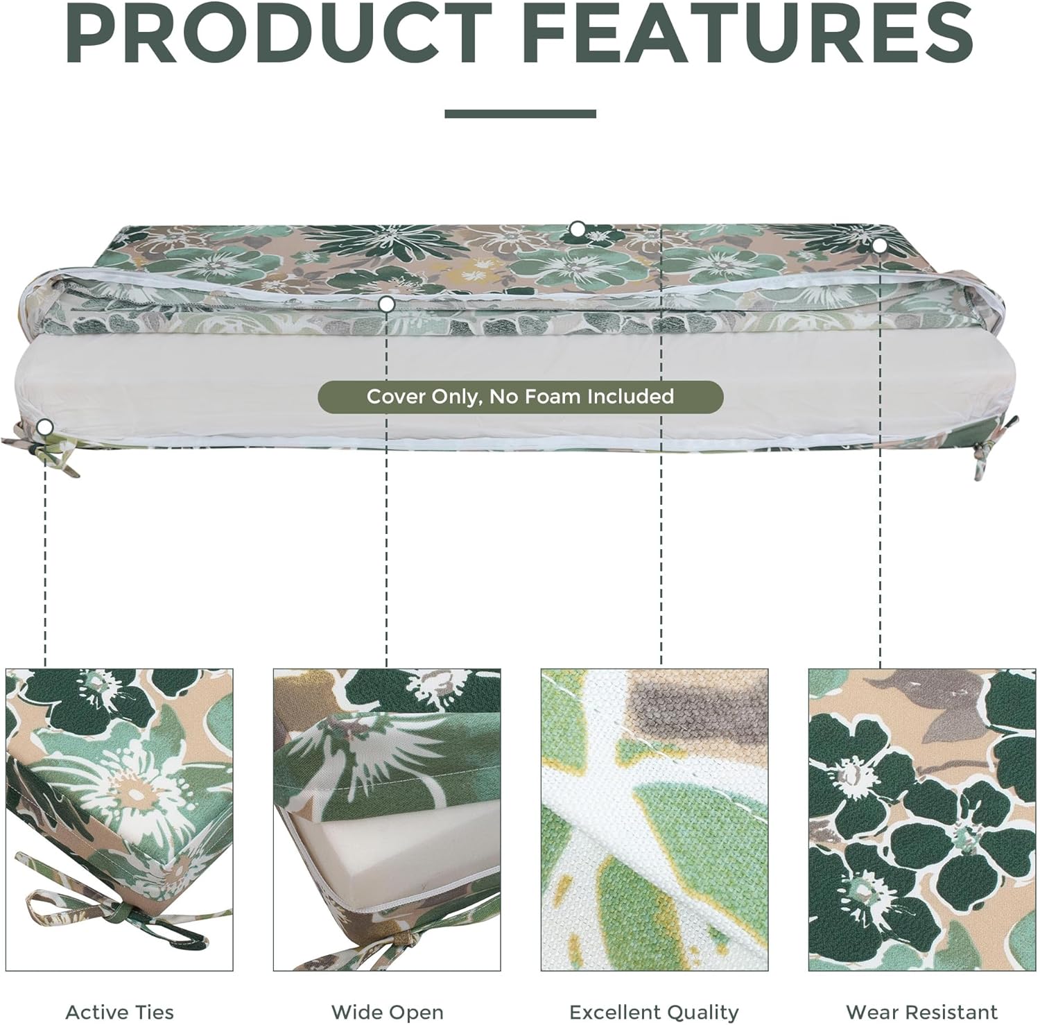 Magpie Fabrics Swing Cushion Covers 2 Set Green Floral