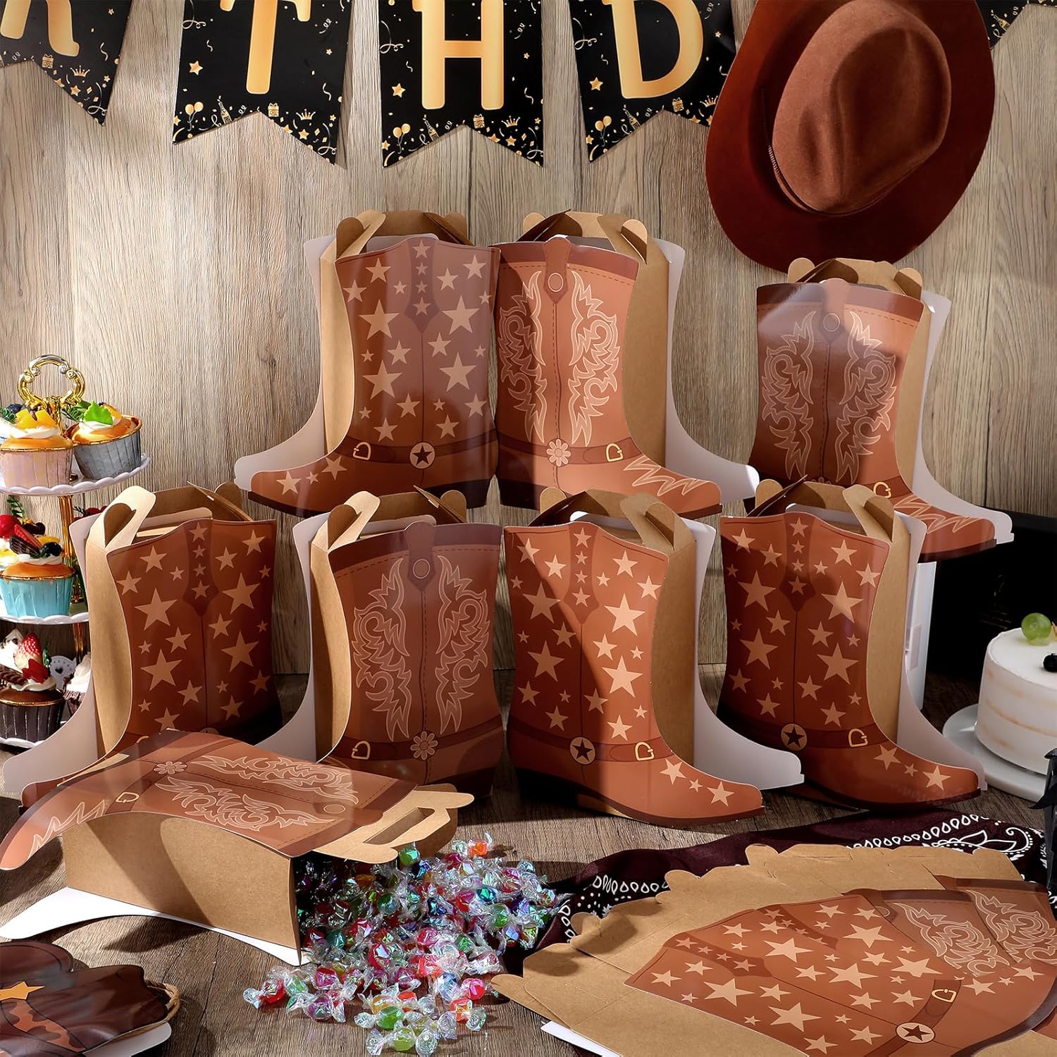 Mooliwe 12 Pcs Western Boots Party Favors Gift Boxes