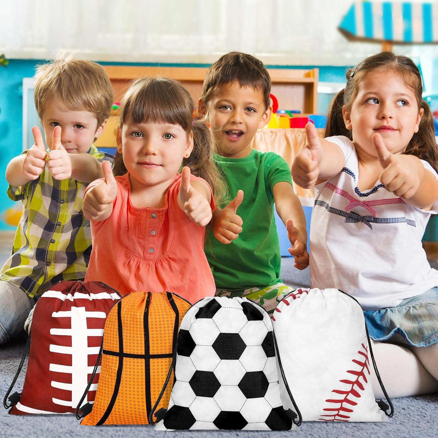 12 Pcs 17 Inch Balls Style Drawstring Bags