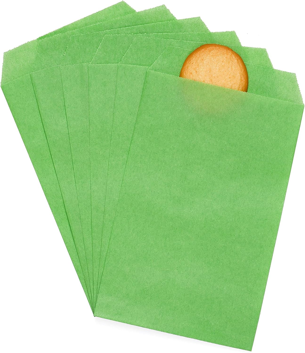 Quotidian Mint Green Flat Greaseproof Paper Bags 3x5 Inch Pack of 100