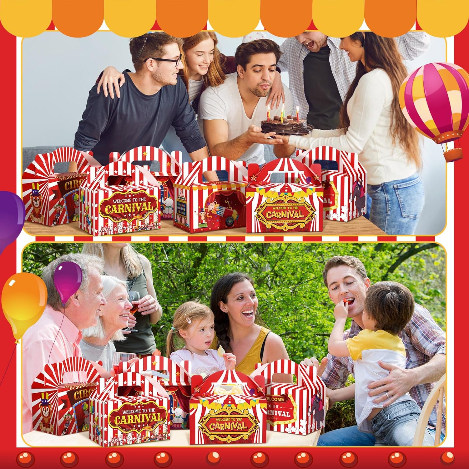 Dunzoom Carnival Themed Treat Boxes 48 Pcs