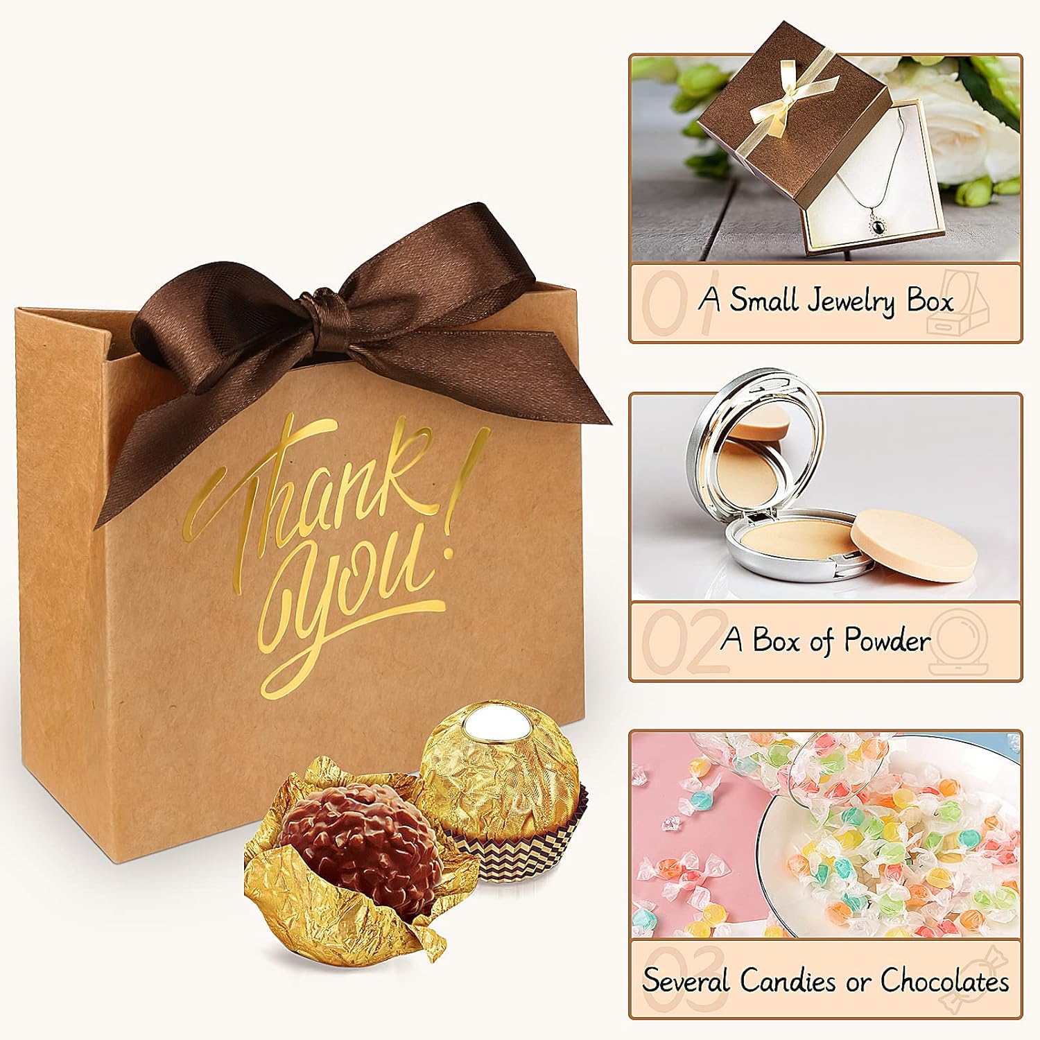 60 Pack Mini Thank You Gift Bags with Bow Ribbons