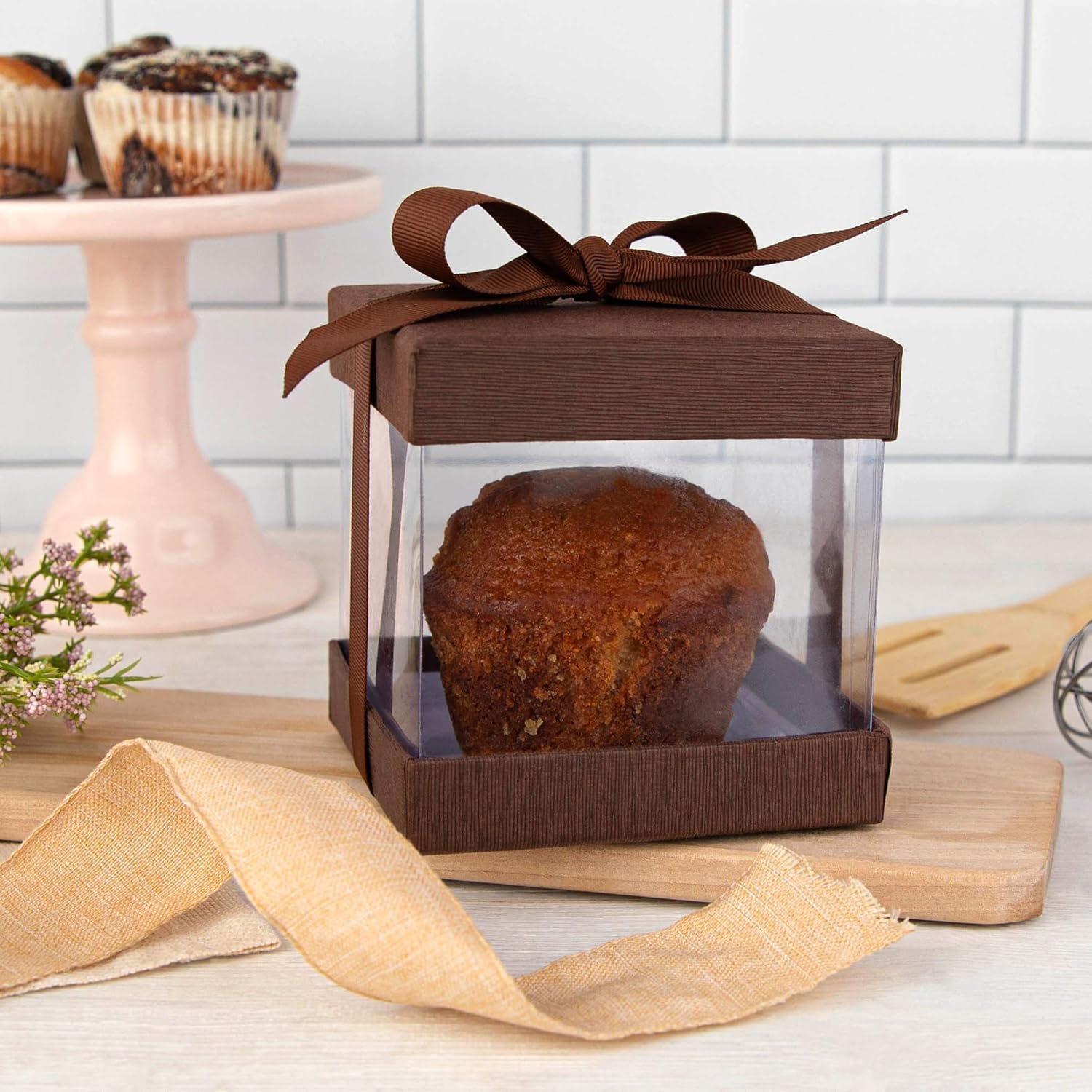 Hammont Clear Gift Box 6 Pack Brown 4x4x4