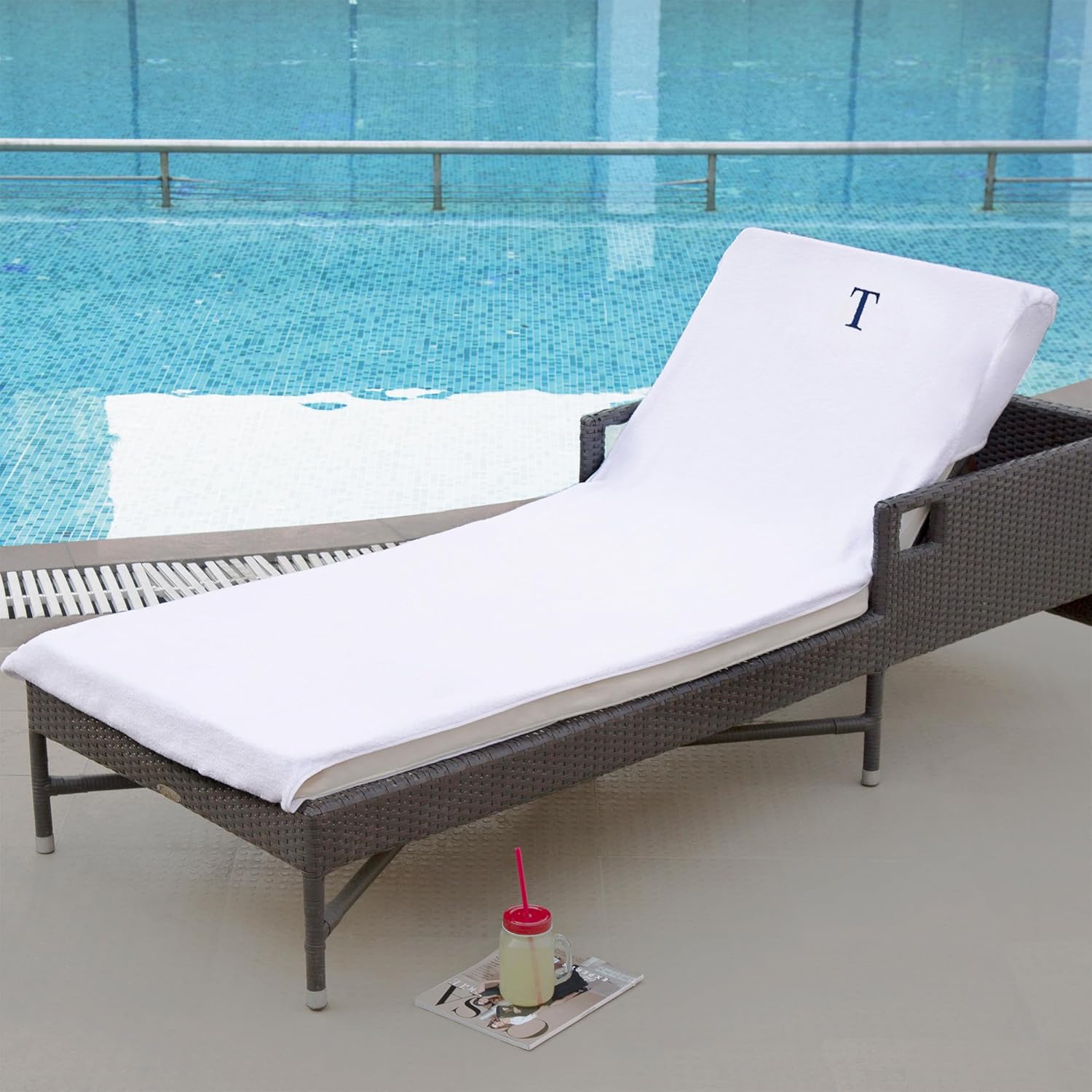 SUPERIOR 100 Cotton Chaise Lounge Cover with Monogrammed Letters