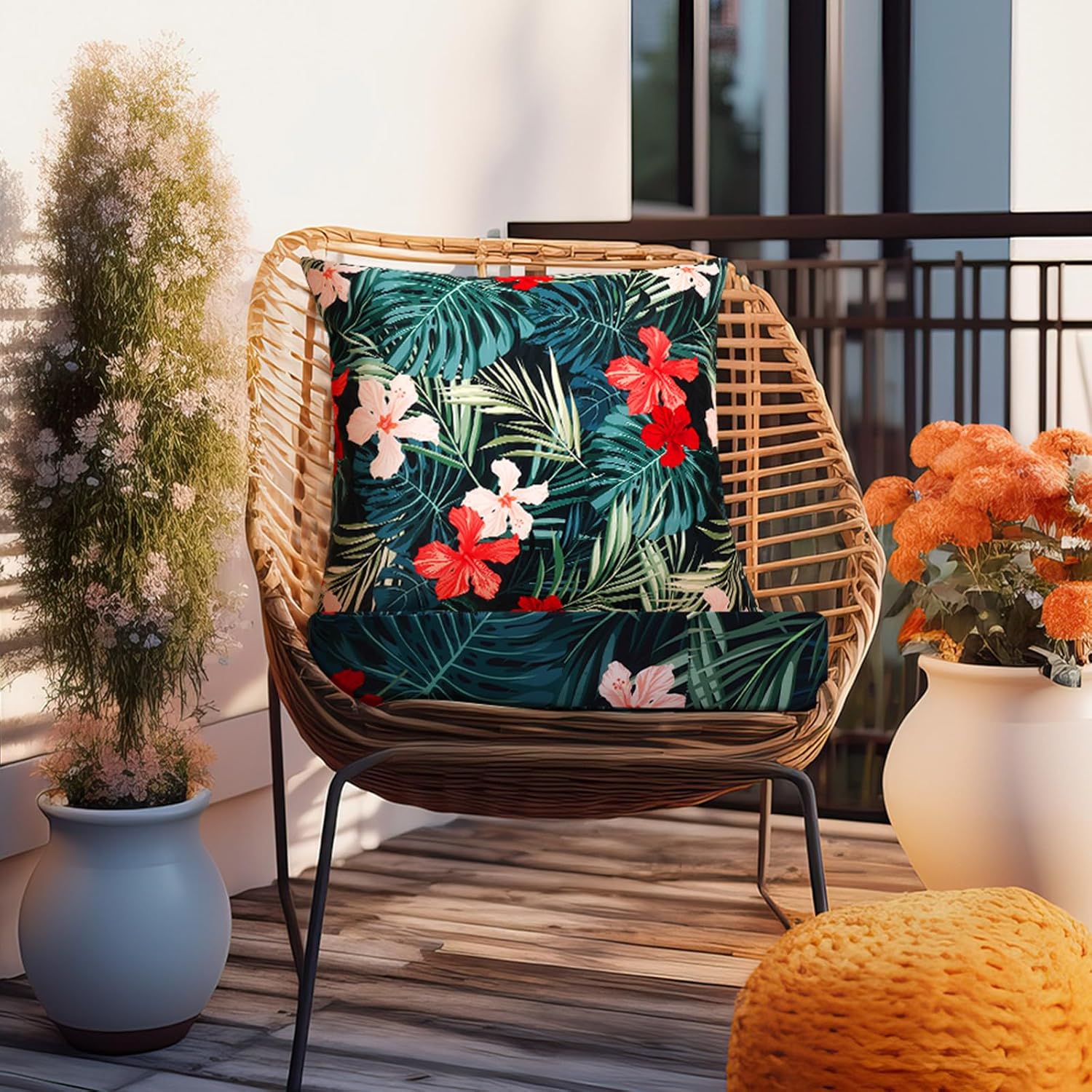 2 Pcs Hawaiian Outdoor Cushion Covers Set