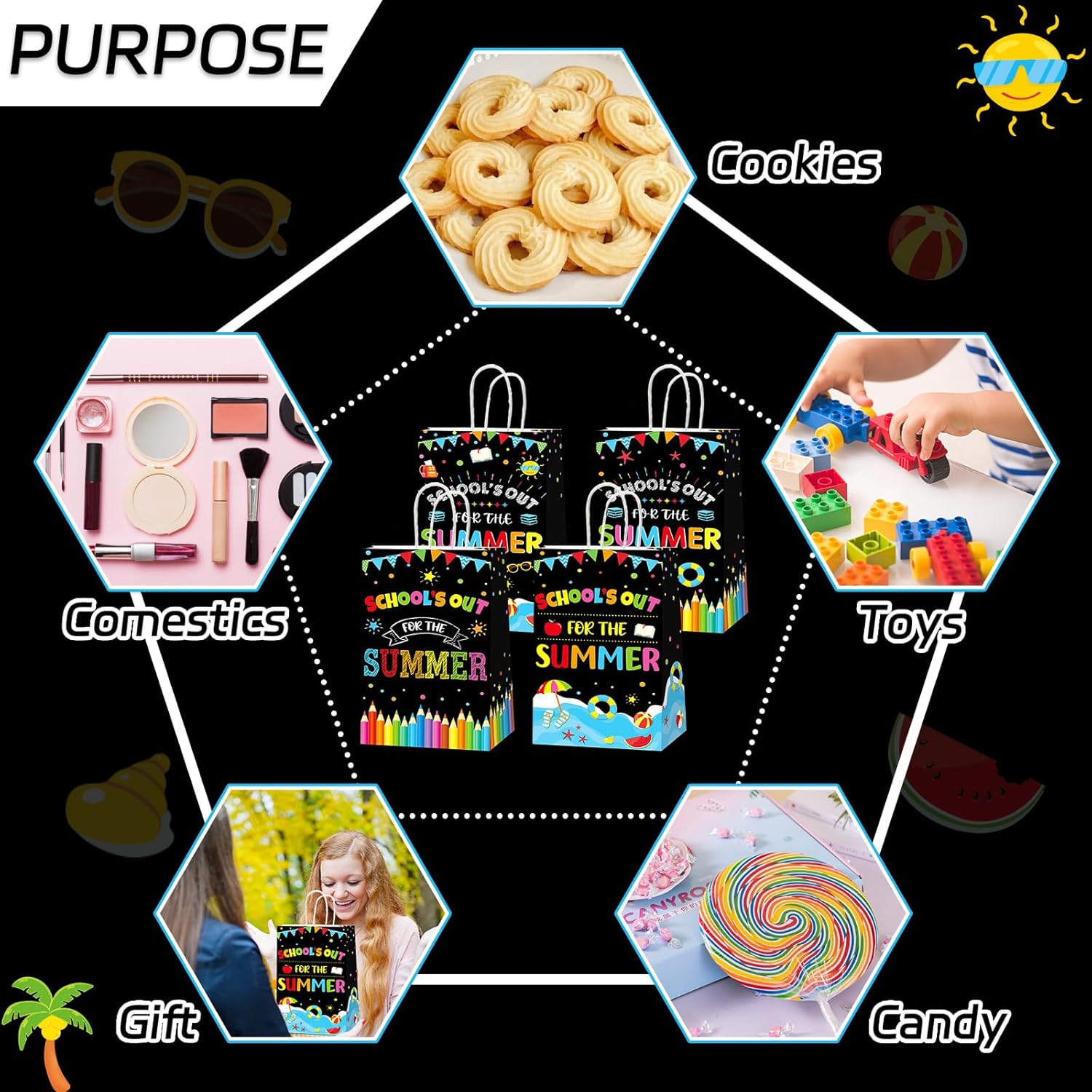 CHUNNIN 24pcs Summer Party Gift Bags for Kids
