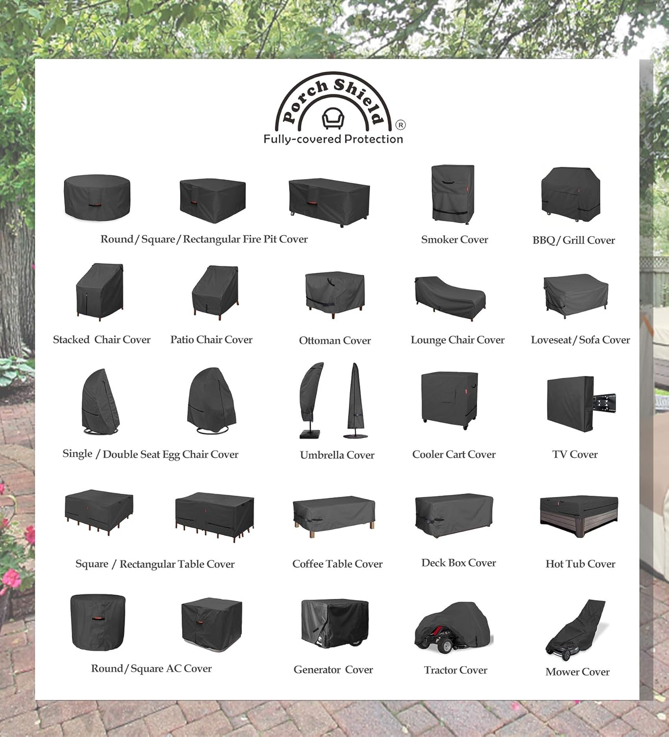 Porch Shield Chaise Lounge Cover 2 Pack - Black