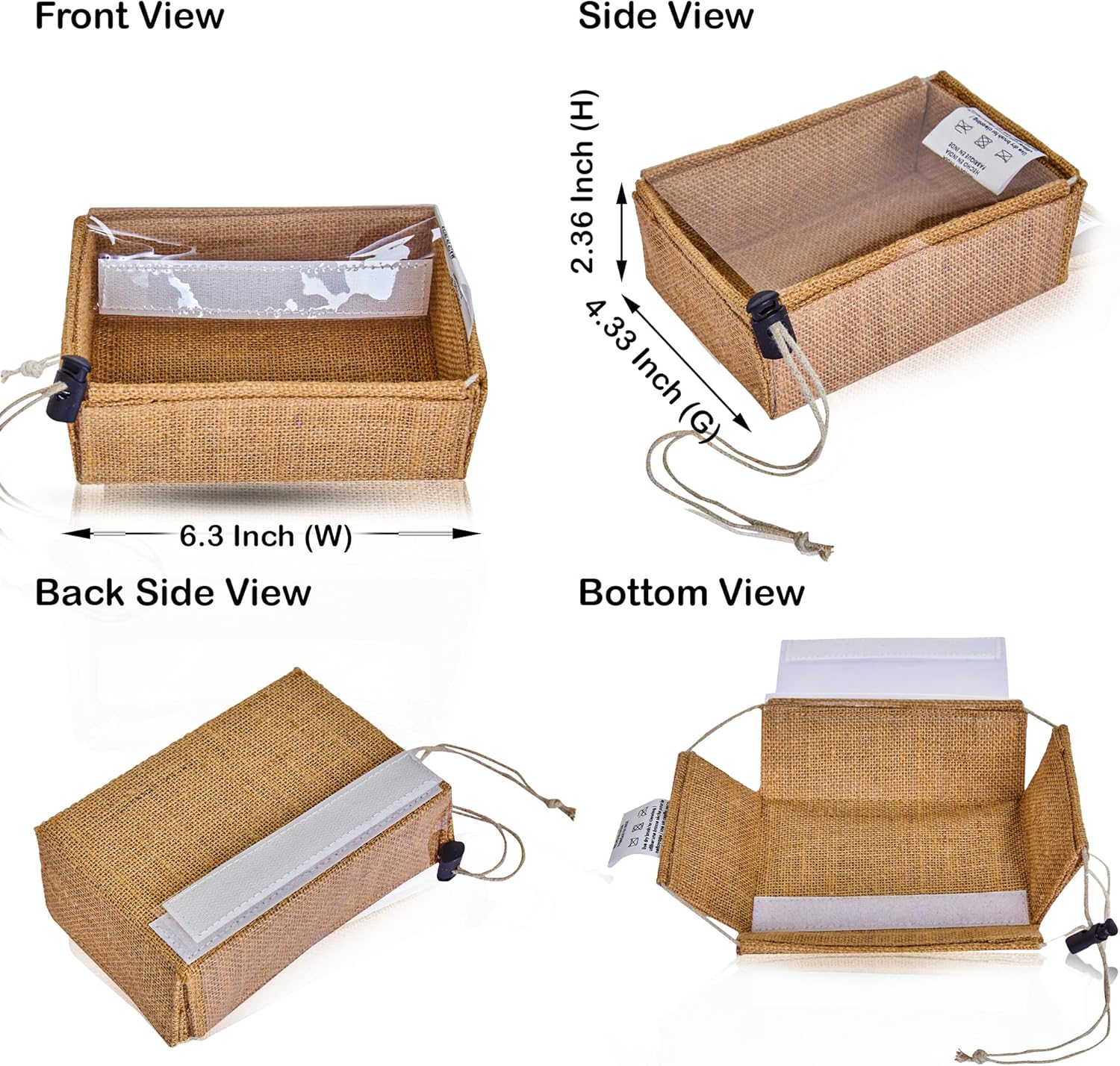 Jucobee 12 Pack Small Jute Gift Bags with Drawstring and PVC Window