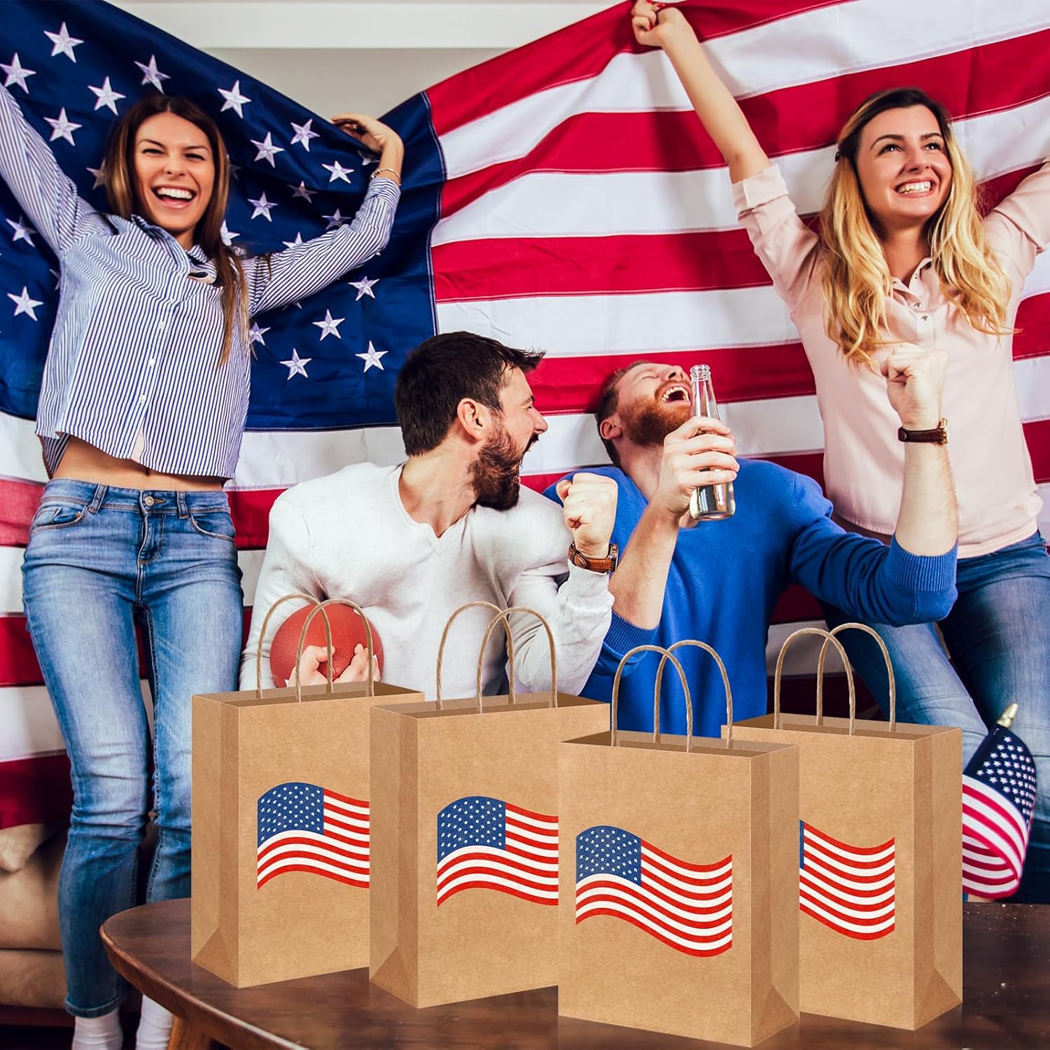 Kolldenn 24 Pcs Patriotic Gift Bags with Handle
