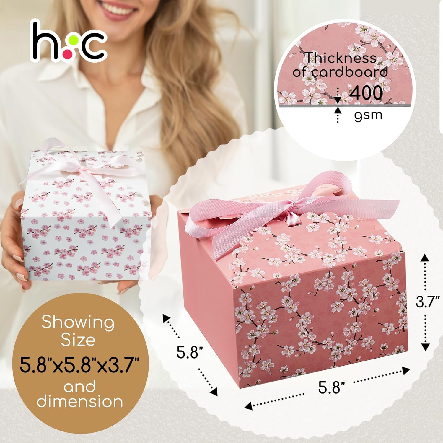 Small Floral Gift Boxes with Lids and Ribbons 20 Pack