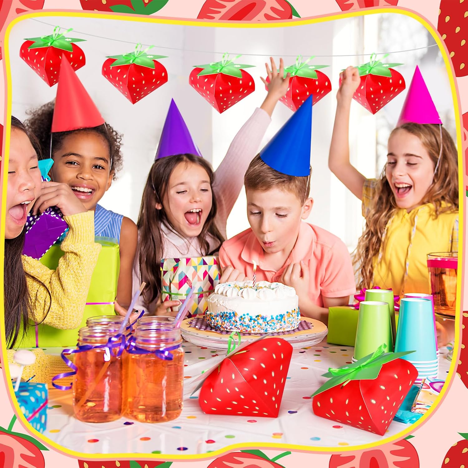 30 Pcs Strawberry Treat Boxes for Birthday Party Decorations
