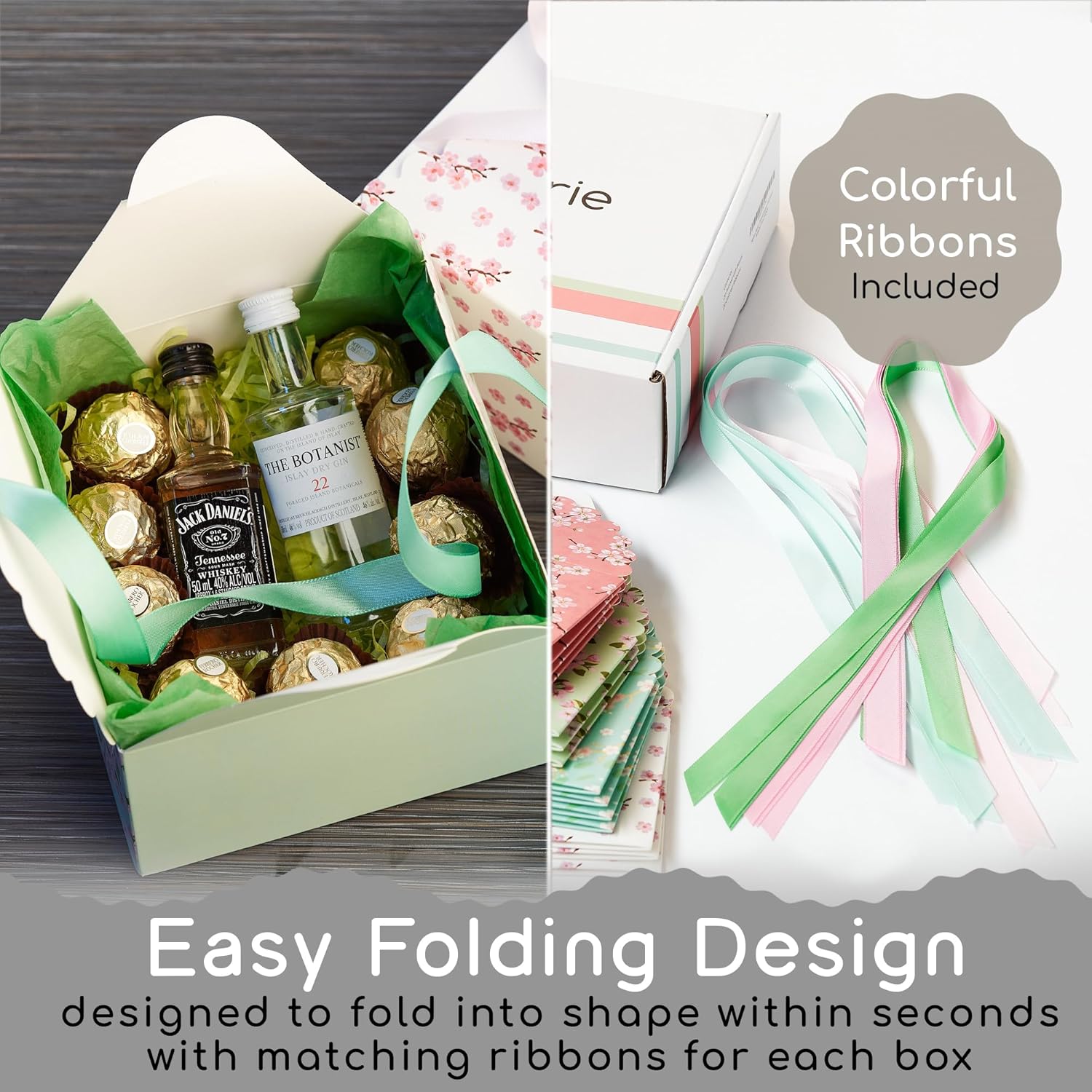 Small Floral Gift Boxes with Lids and Ribbons 20 Pack