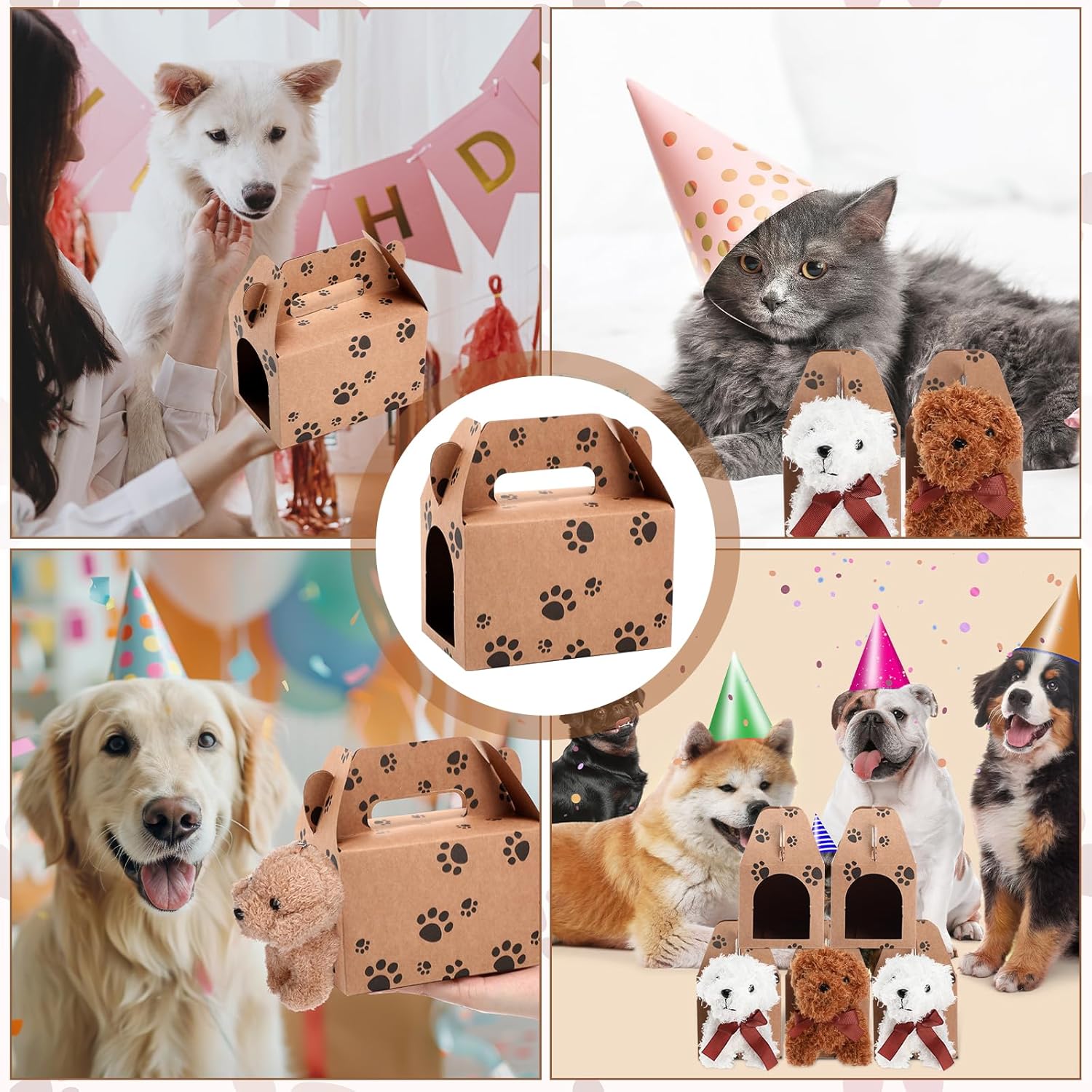 30 Pcs Paw Print Party Favor Boxes for Adoption and Weddings