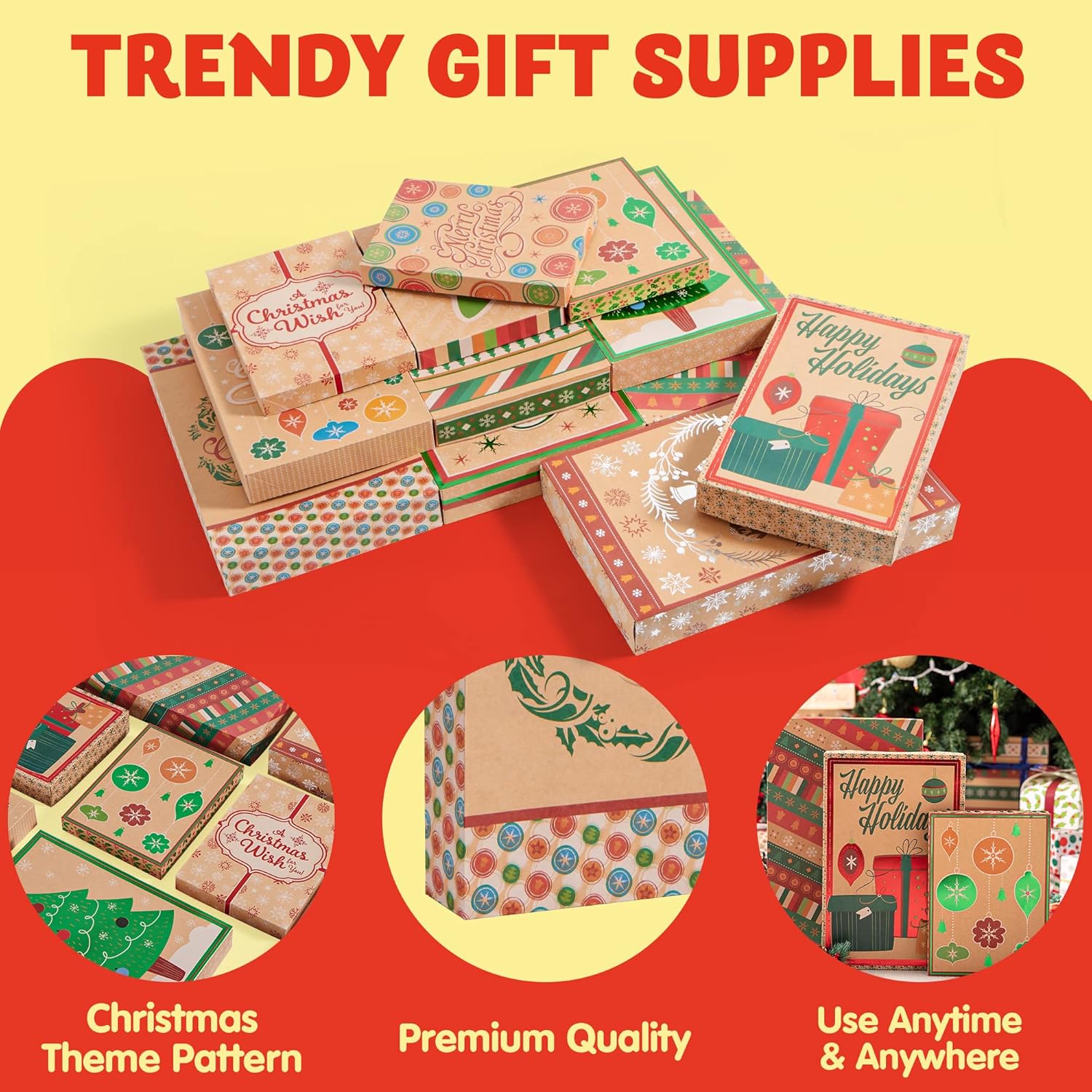 JOYIN 12Pcs Christmas Gift Boxes with Lids for Presents