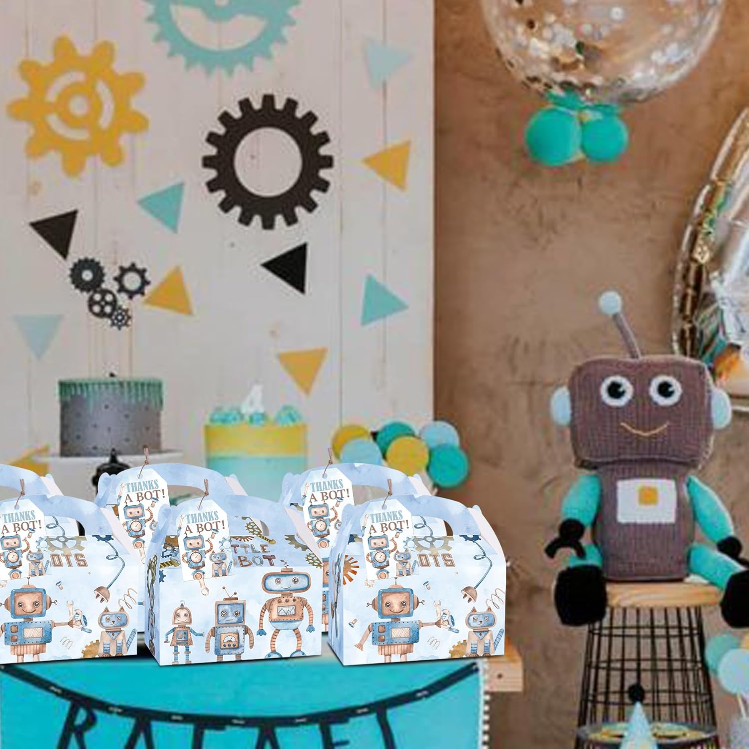 Karaqy Robot Party Favor Boxes 12 Pcs