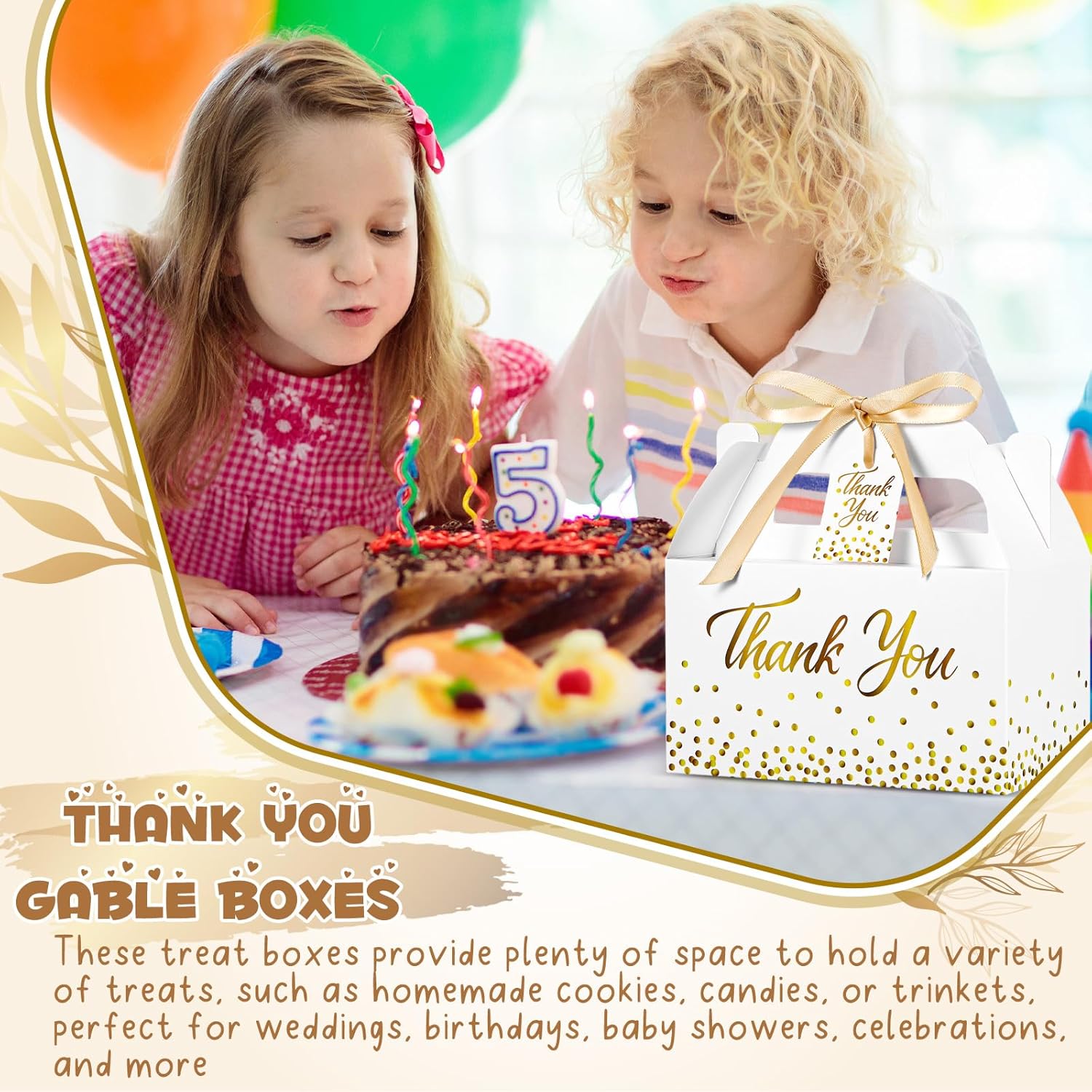 Qilery 24 Piece Thank You Gift Boxes with Ribbon and Card
