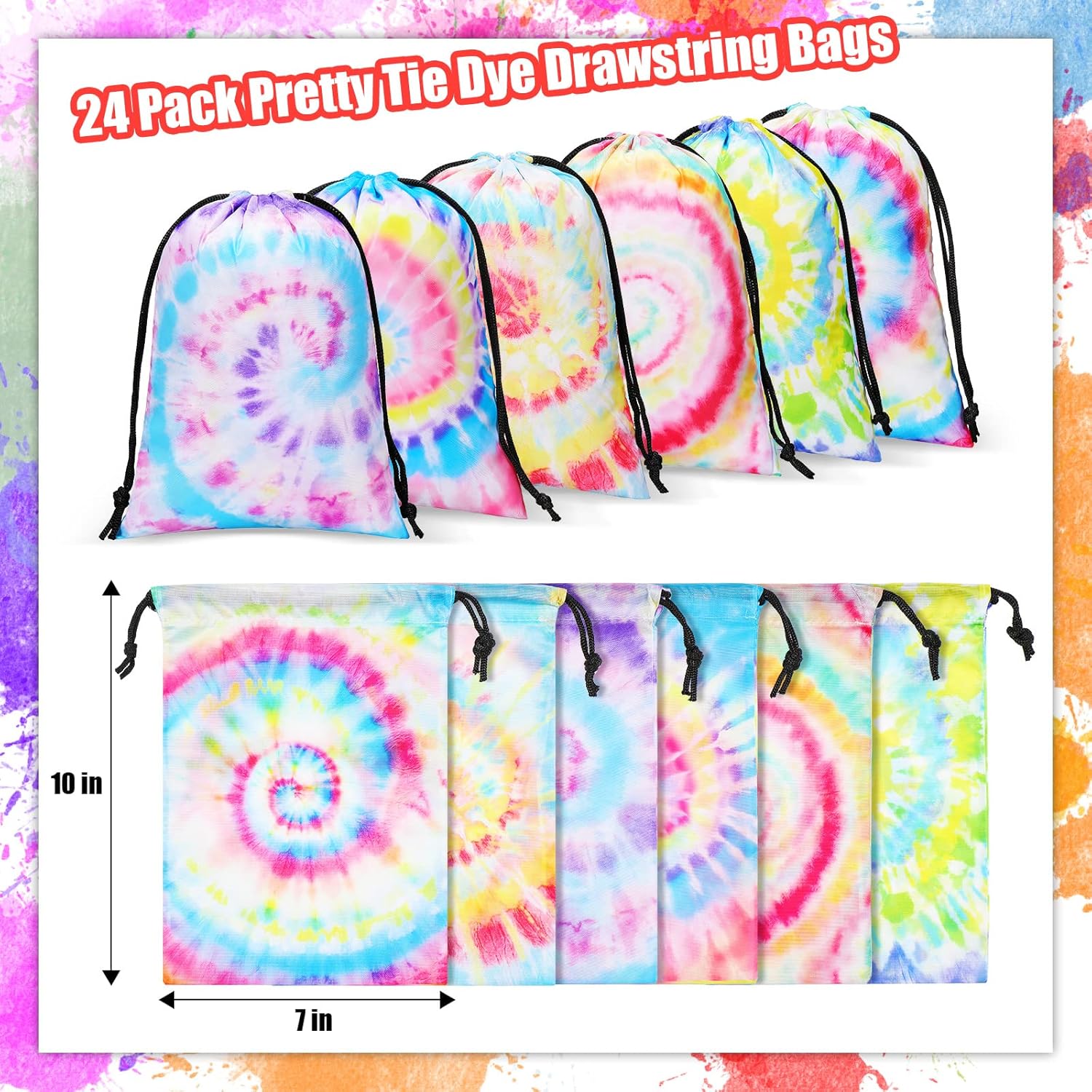 Zhengmy Tie Dye Party Favor Bags 24 Pack Spiral Style
