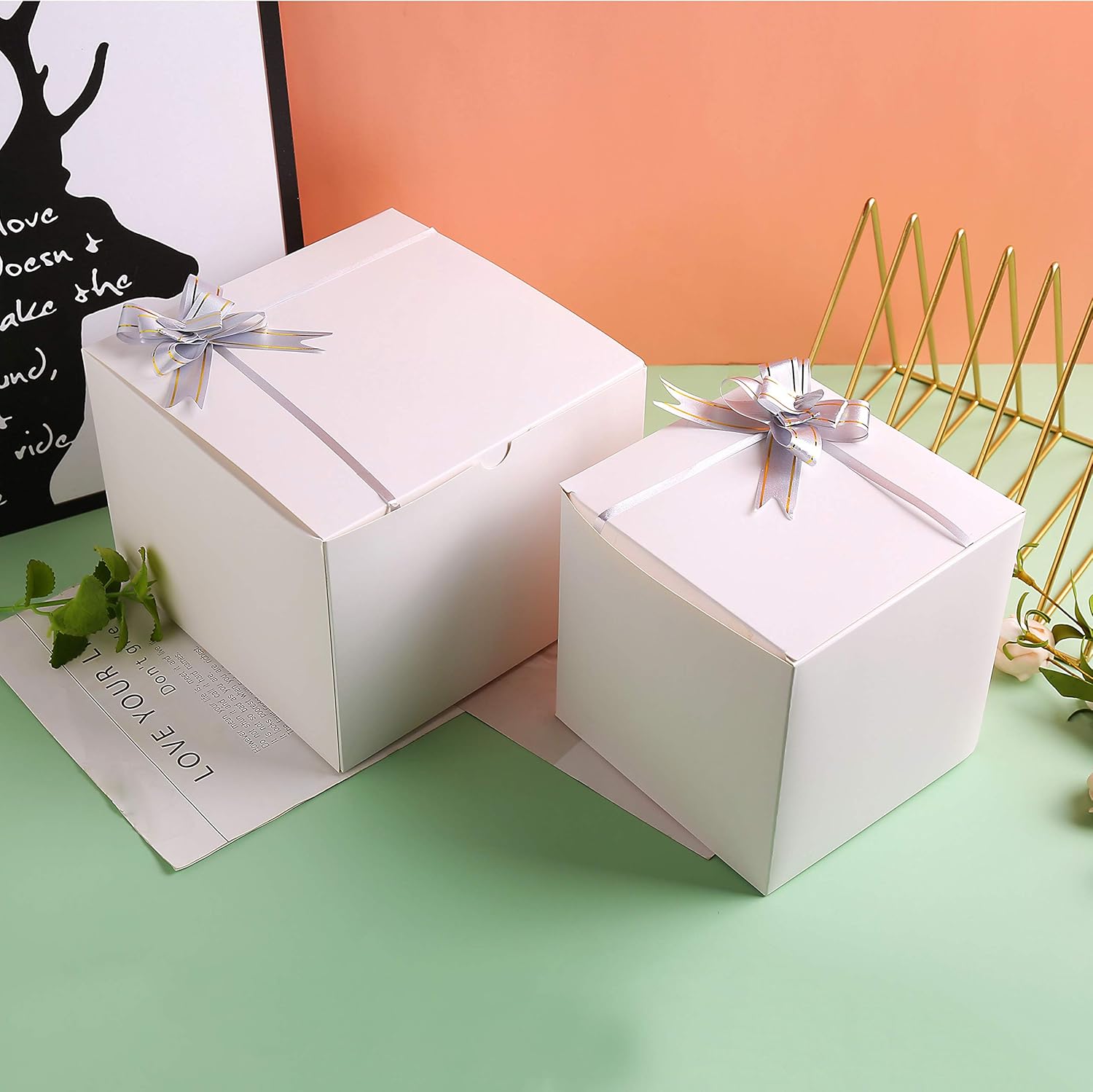 SHIPKEY 100PCS White Cardboard Gift Boxes with Lids