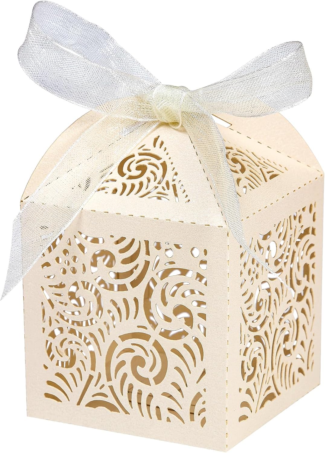 COTOPHER 100Pcs Laser Cut Beige Gift Boxes