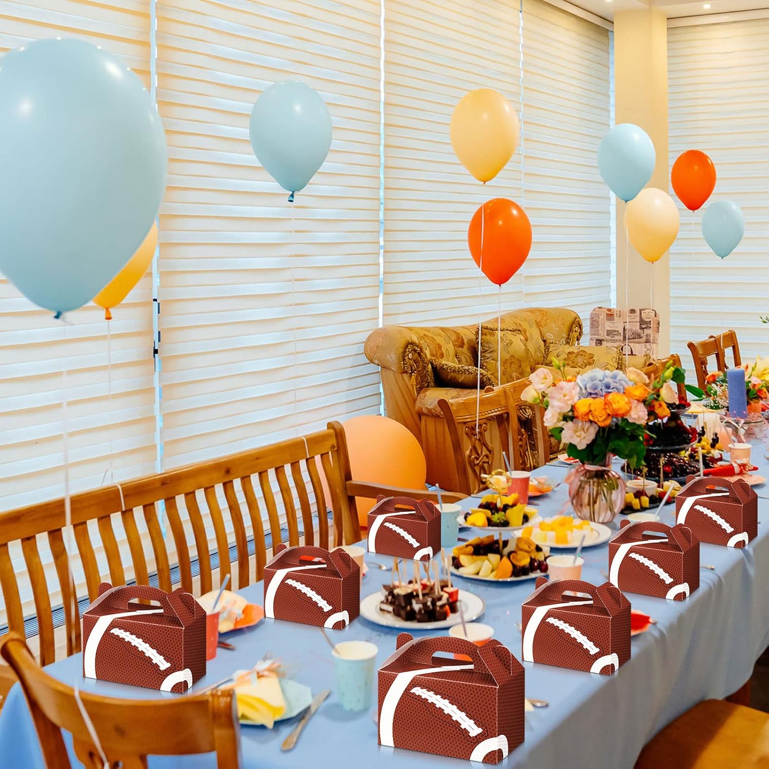 24 Pcs Football Party Treat Boxes with Handle