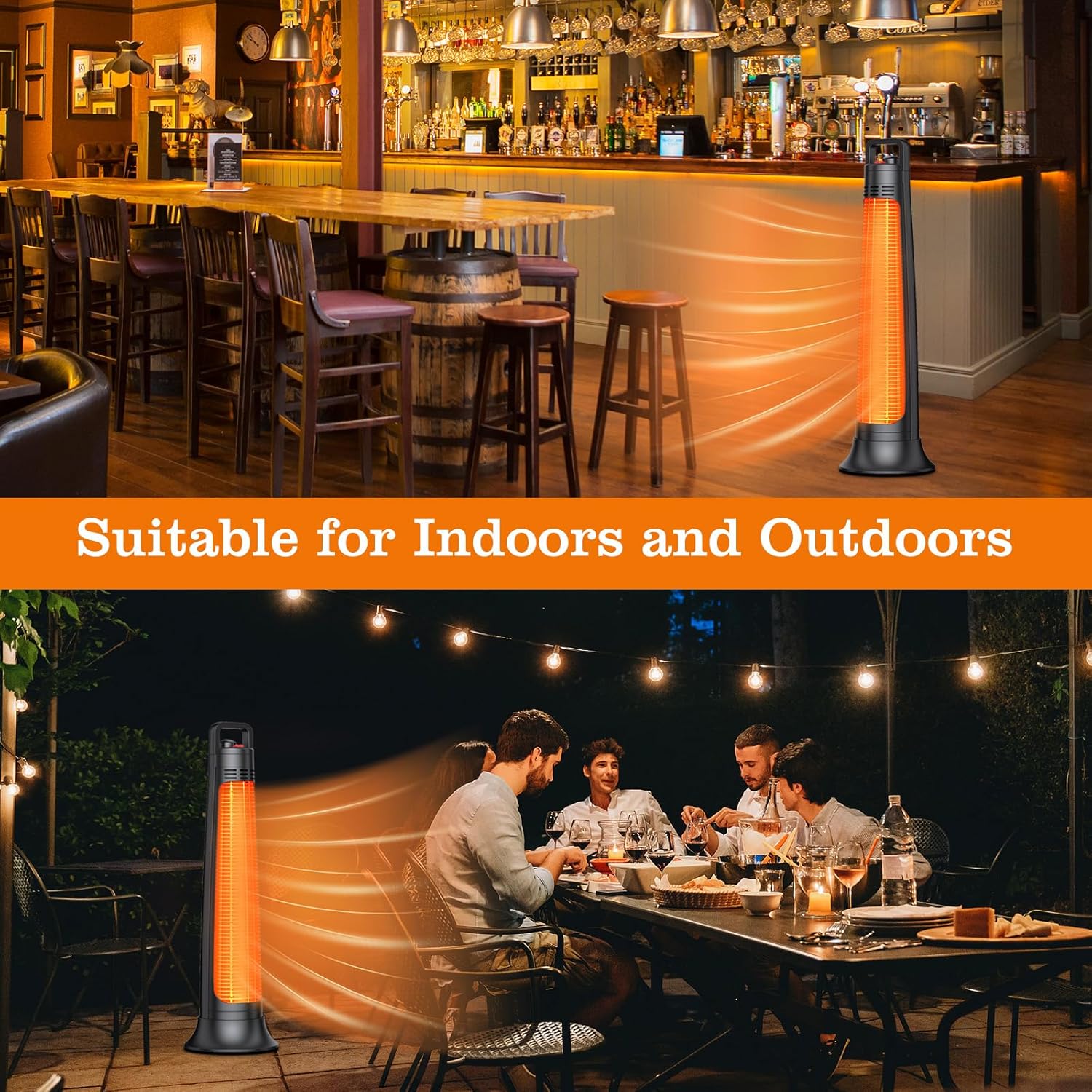 BIESQYA Outdoor Patio Heater with 60 Oscillation and IP65 Waterproof