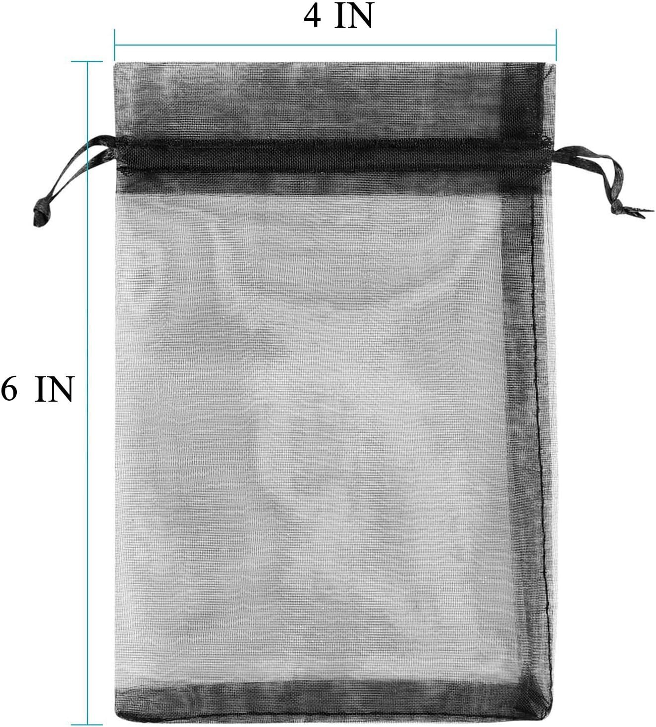 100 Pcs Black 4x6 Inch Drawstring Gift Wrap Bag