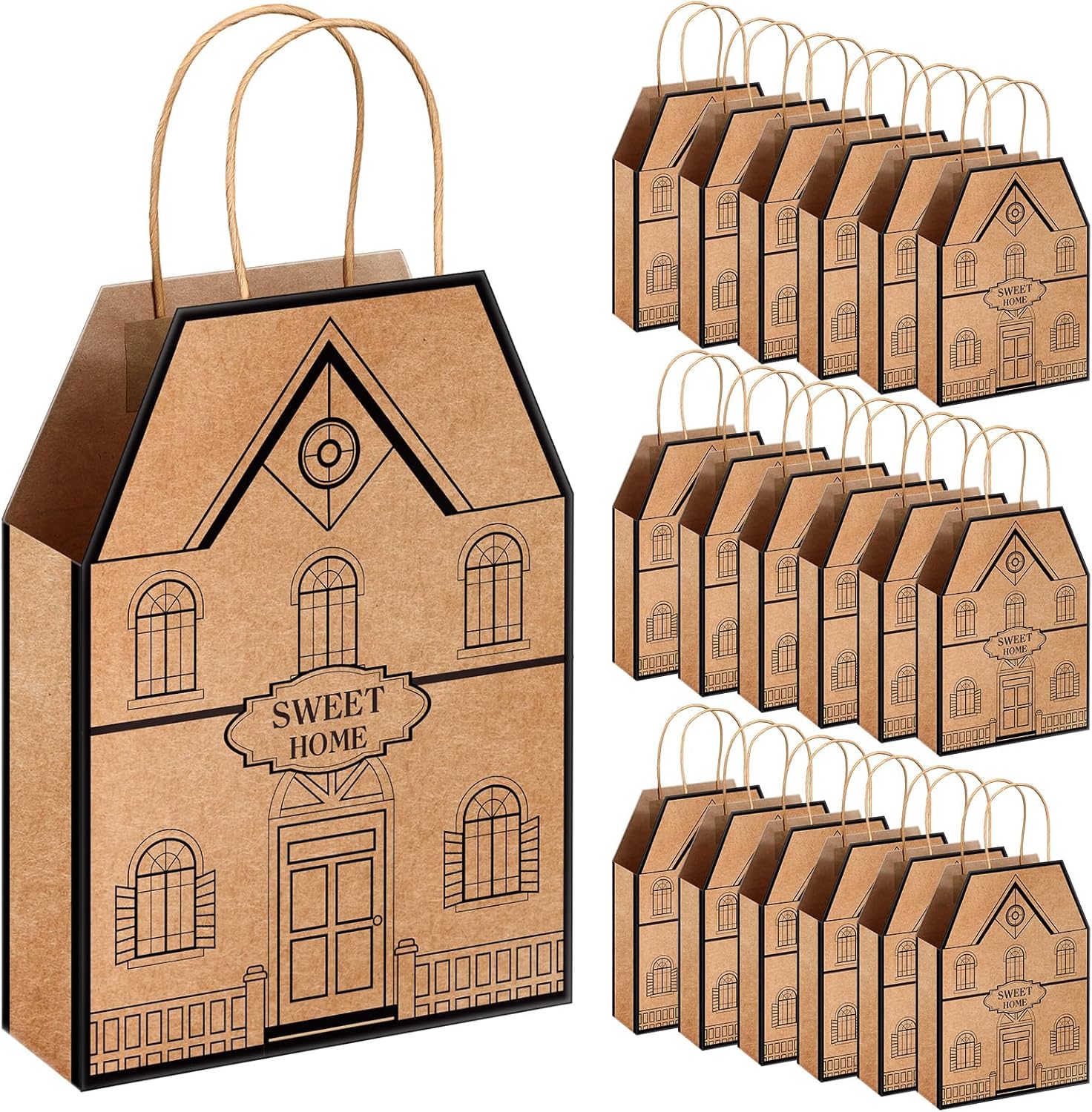 Cholemy 50 Piece House Shaped Gift Bags with Handles