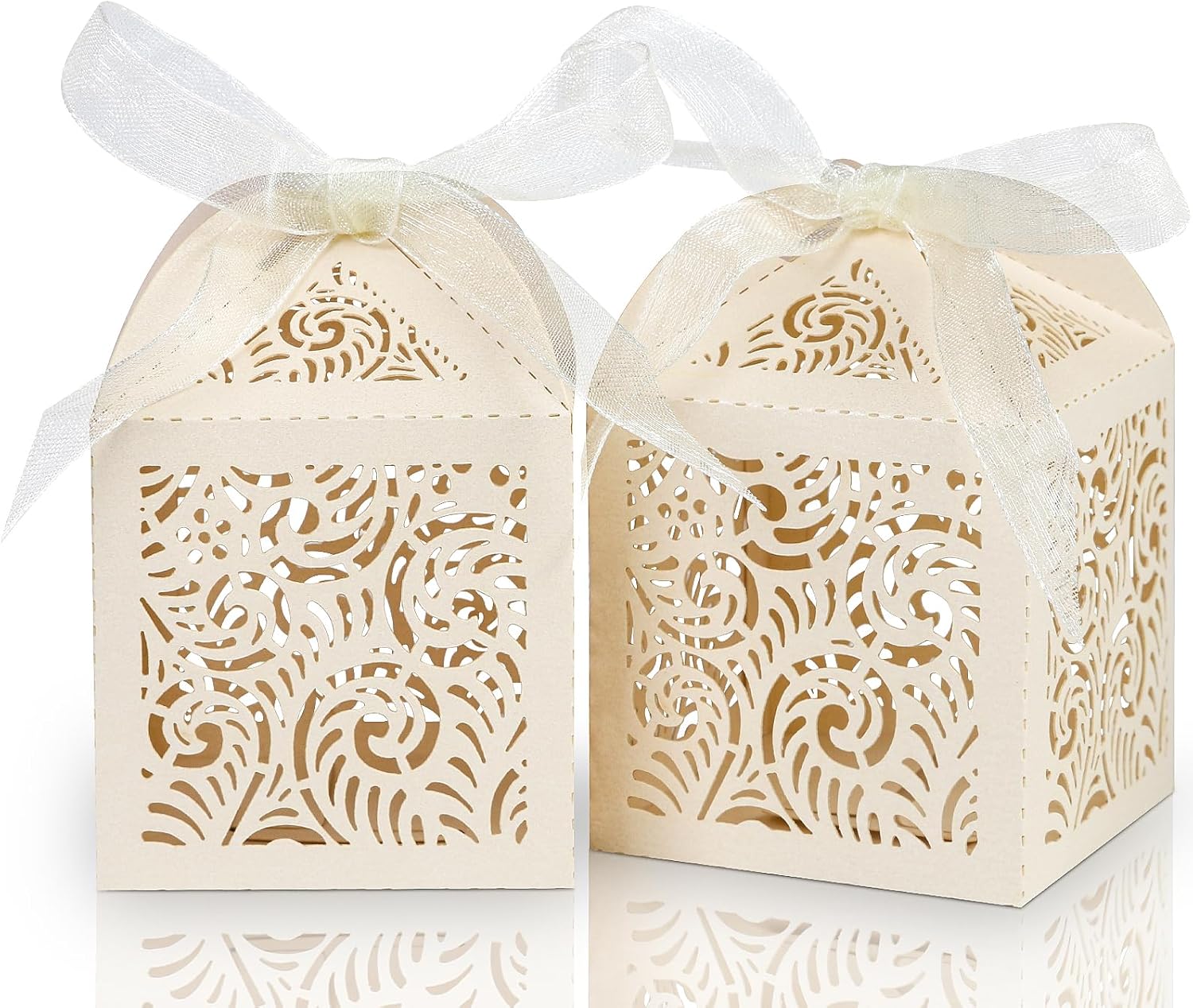 COTOPHER 100Pcs Laser Cut Beige Gift Boxes