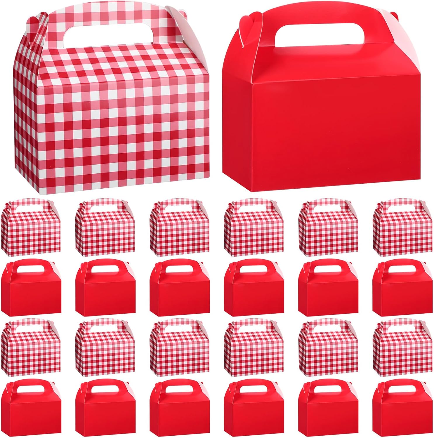 Marspark 24 Pcs Gingham Treat Boxes with Handles