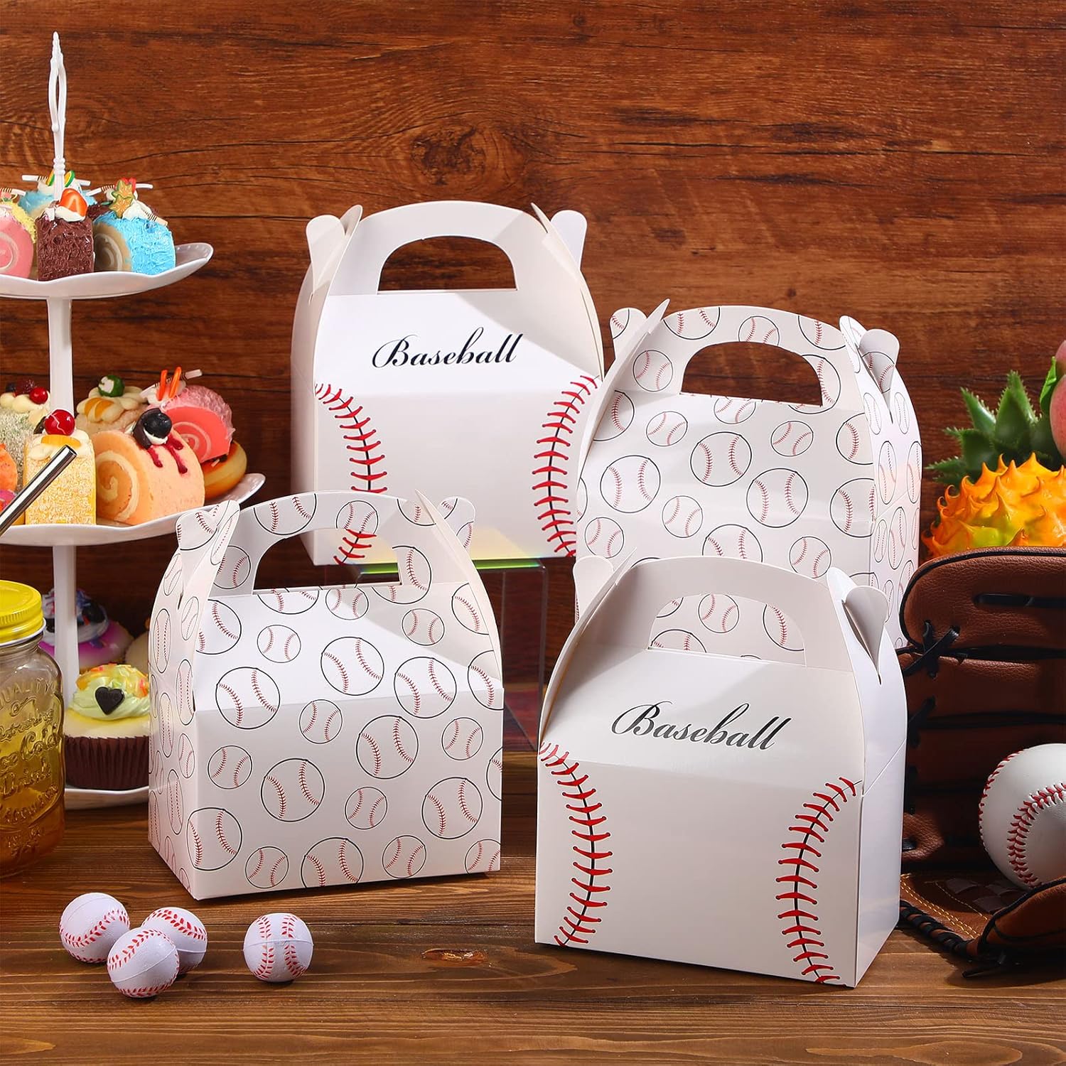 TaoBary 24 Pcs Baseball Treat Boxes with Handle