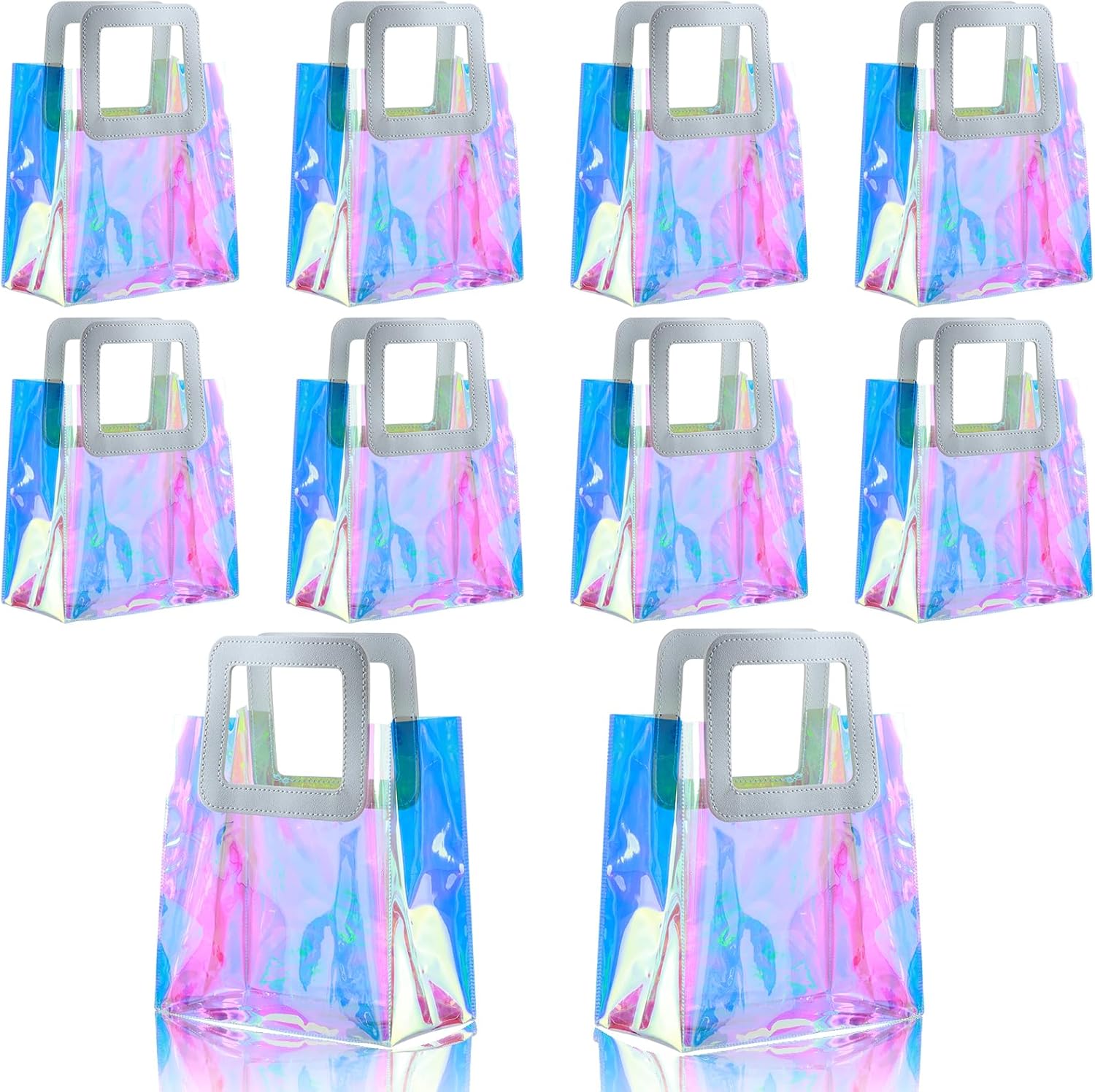10 Pcs Reusable Holographic Gift Bags with Handle