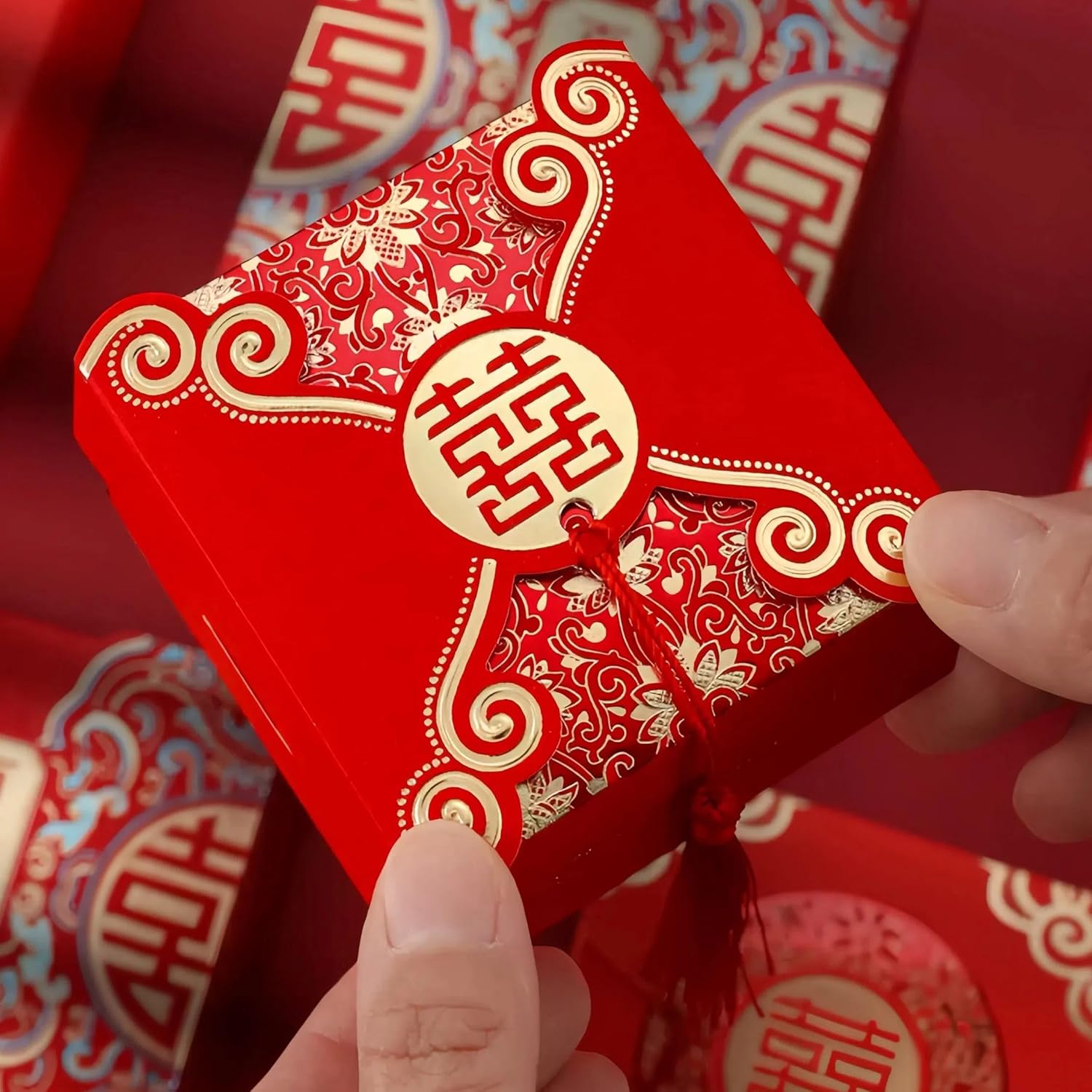 HannaFires 20pcs Double Happiness Favor Boxes