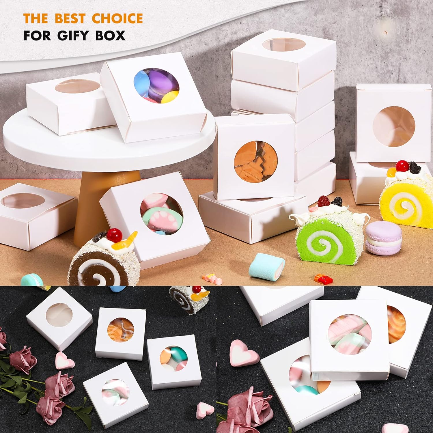 Chinco 30 Pcs Kraft Paper Gift Boxes with Clear Window