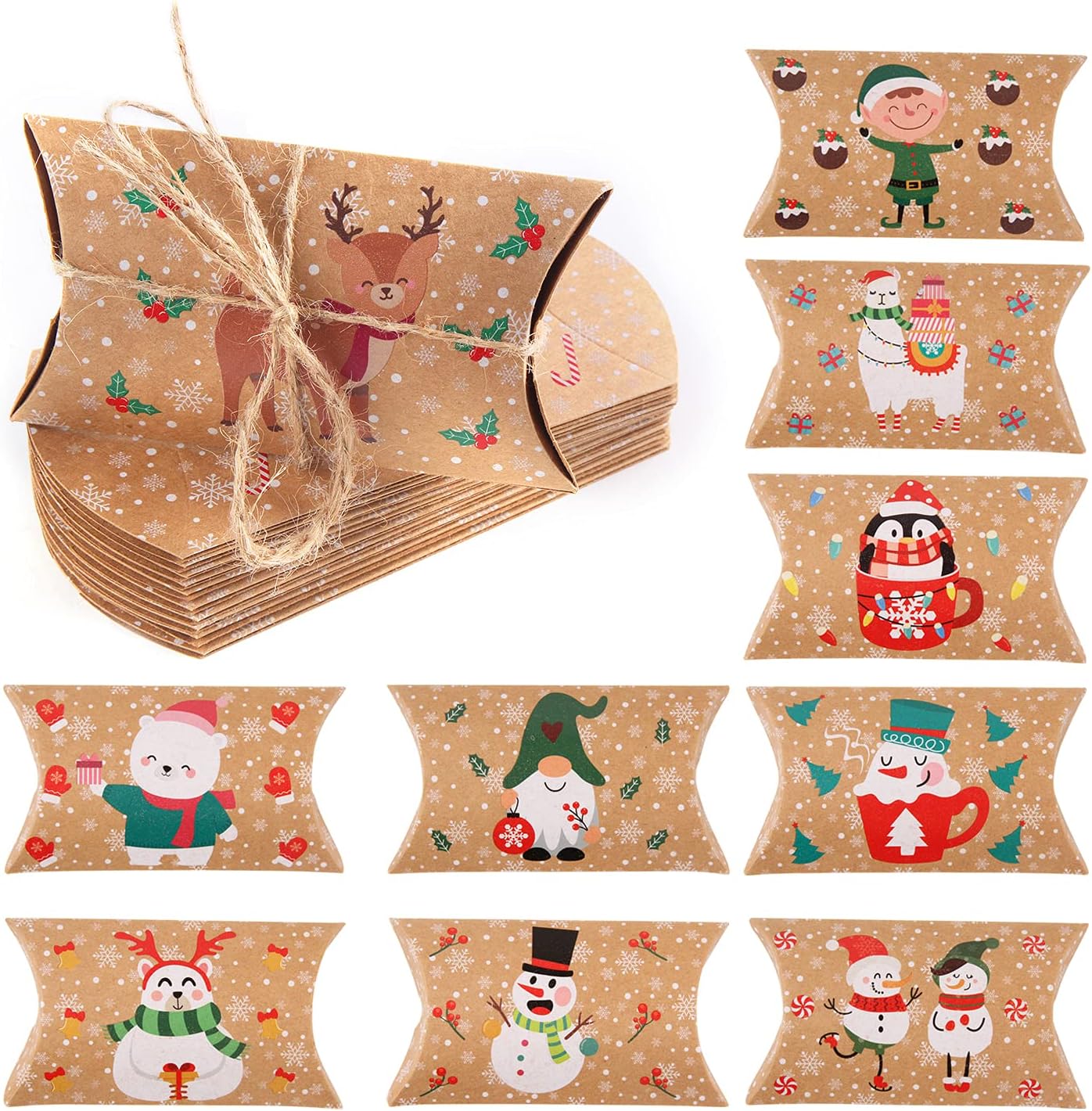 LOKIPA Christmas Gift Pillow Boxes 36 pcs
